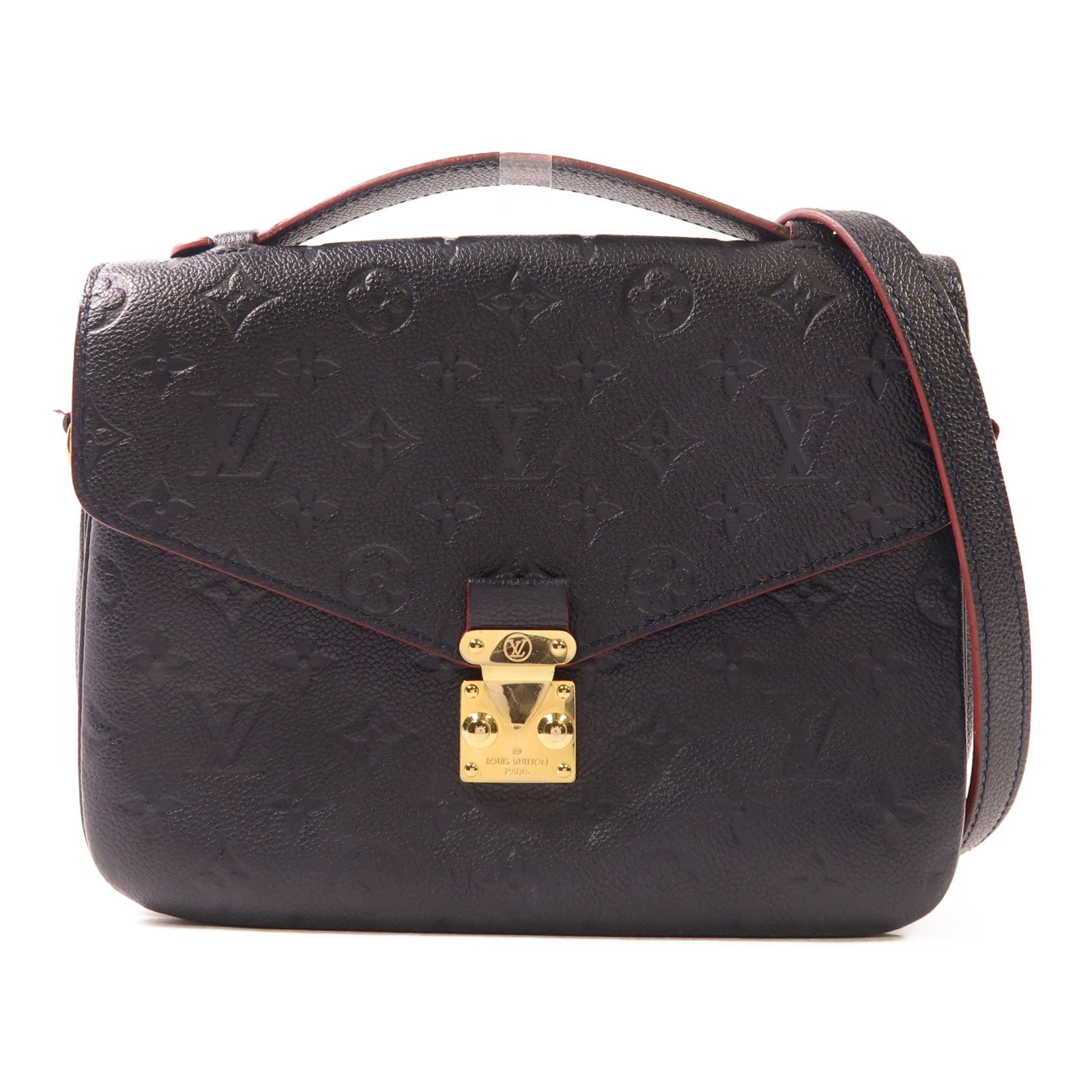 LOUIS VUITTON Monogram Empreinte Pochette Metis金扣手挽肩背兩用袋深藍色