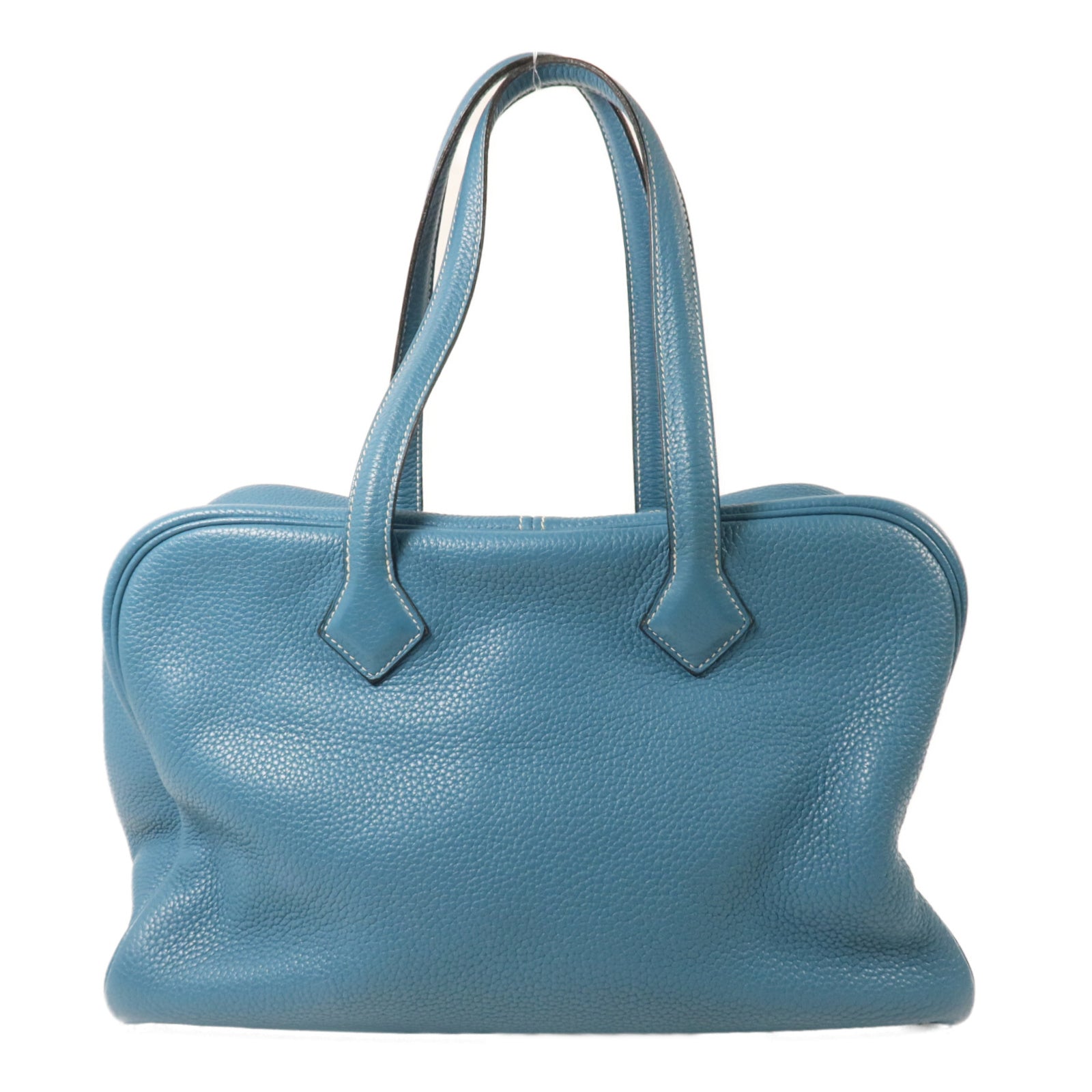HERMES Clemence皮革Victoria 35手挽袋Bleu Jean