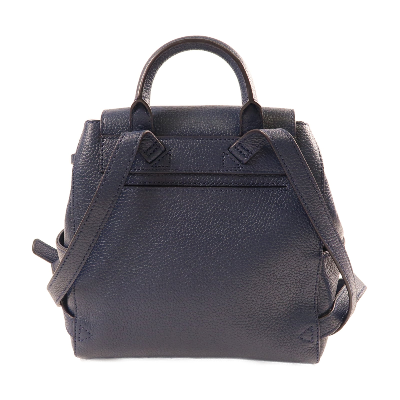 牛皮皮革Backpack金扣背包藍色