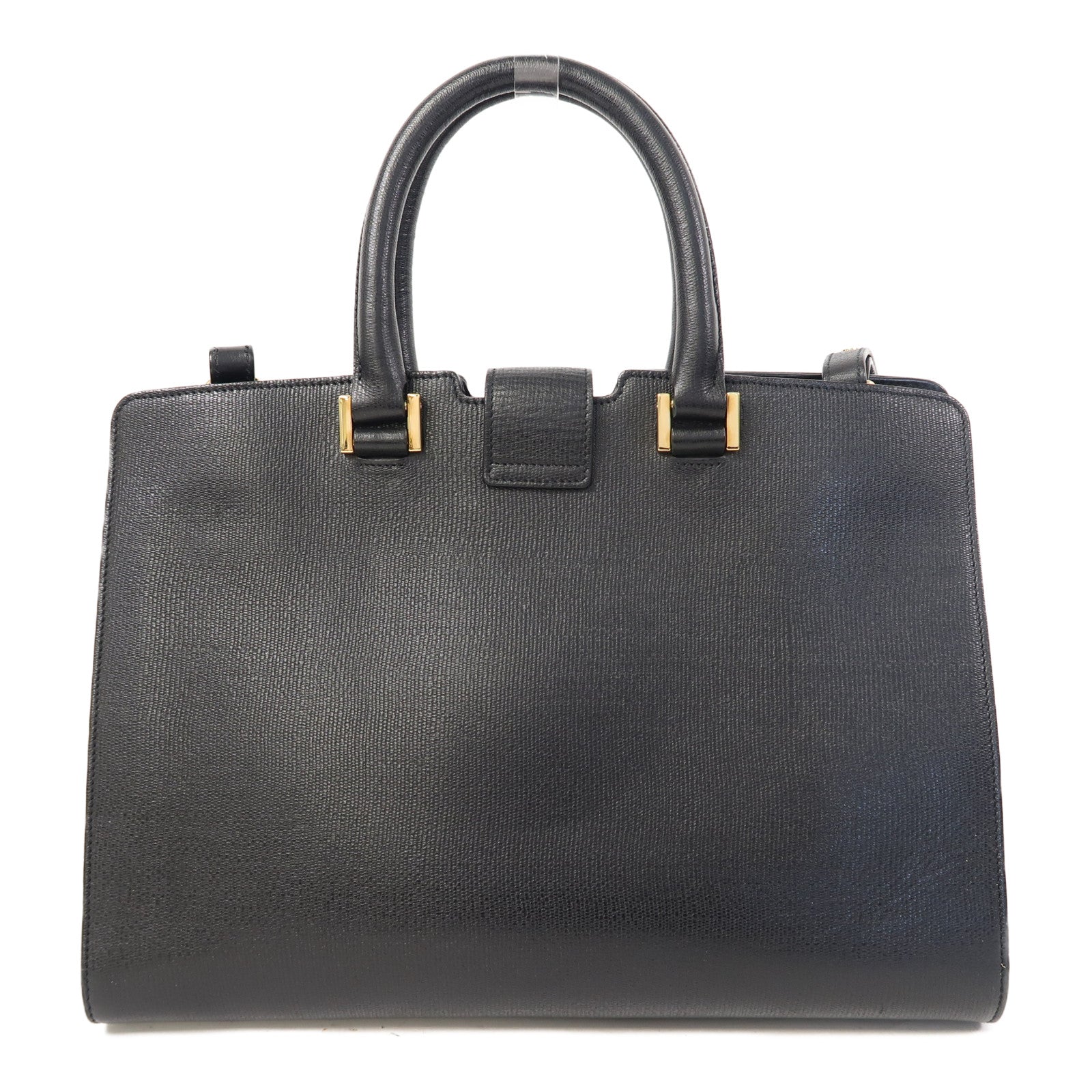 YVES SAINT LAURENT 牛皮皮革2 Way Shoulder金扣手挽肩背兩用袋黑色