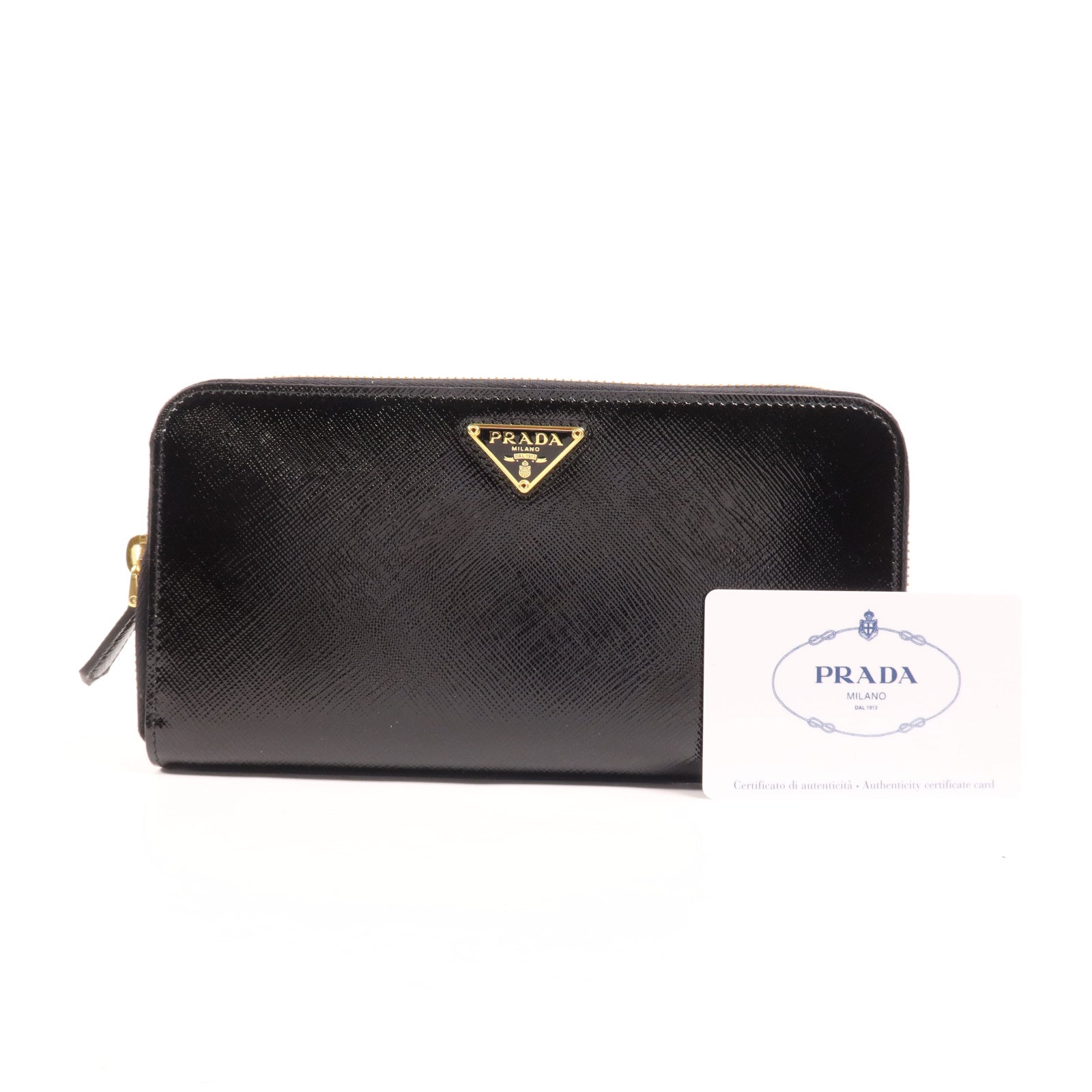 PRADA 漆皮皮革Long Wallet金扣長錢包