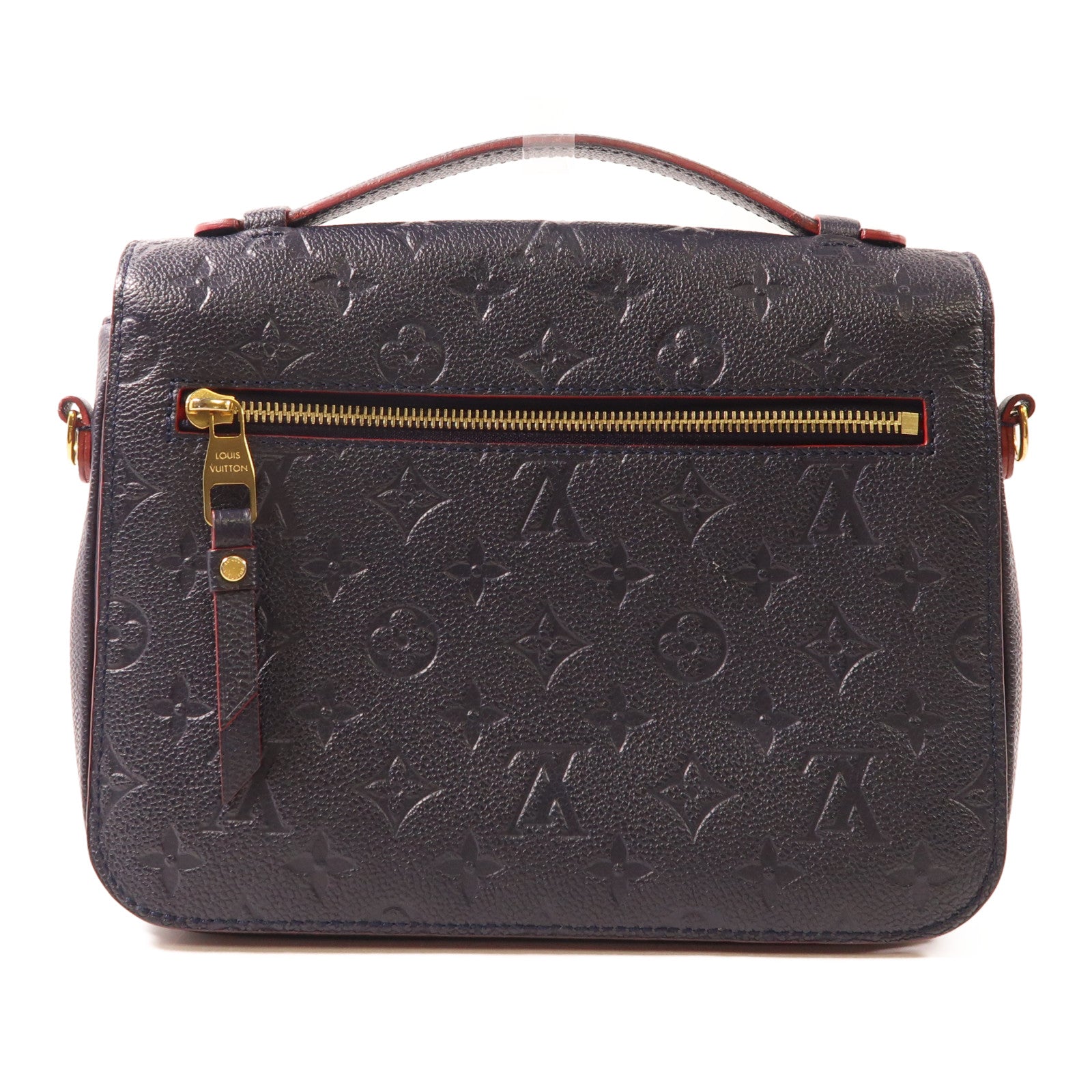 LOUIS VUITTON Monogram Empreinte Pochette Metis金扣手挽肩背兩用袋深藍色