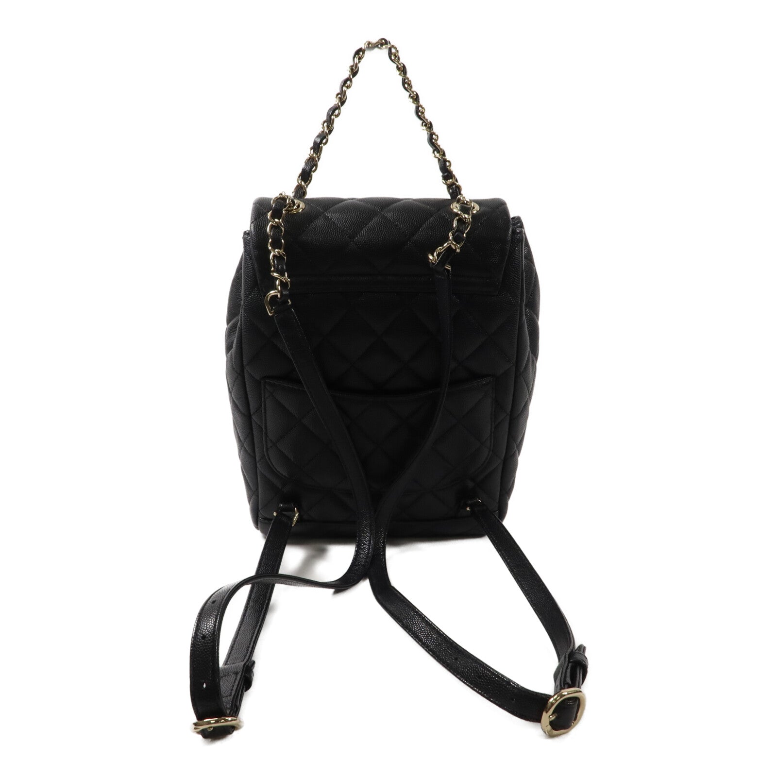 CHANEL 牛皮皮革Backpack鏈帶背包