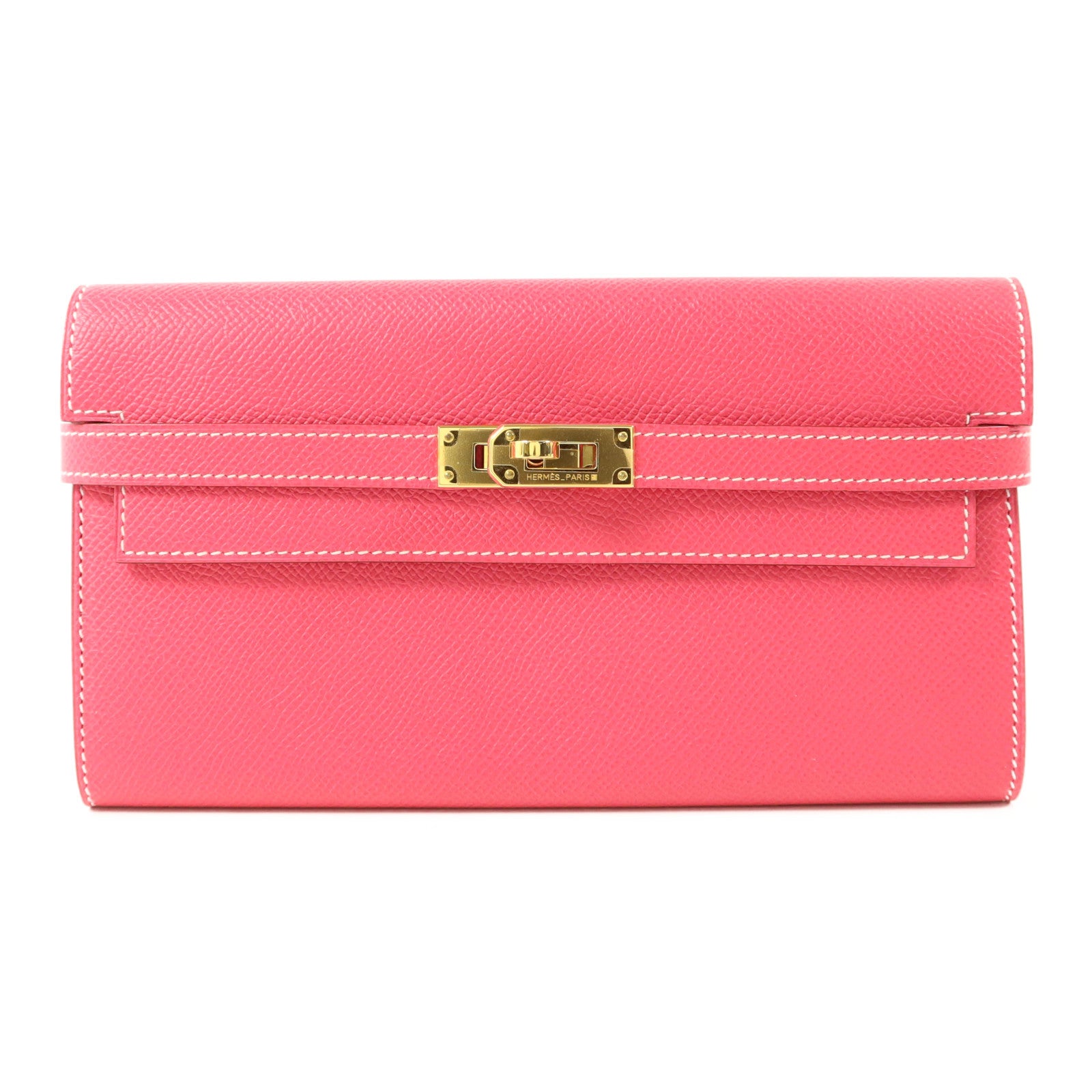 HERMES Epsom皮革Kelly Wallet長錢包Rose Tyrien