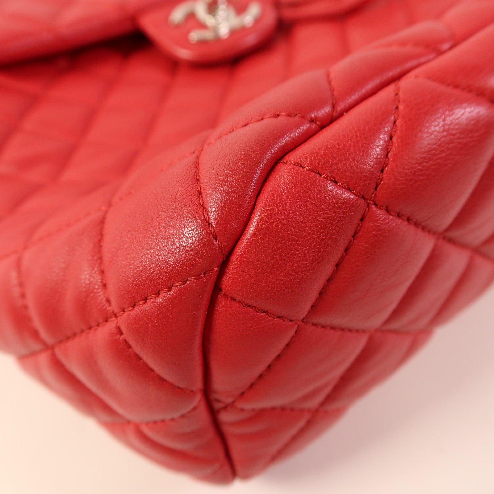 CHANEL CC SHW Backpack Rucksack Leather Red