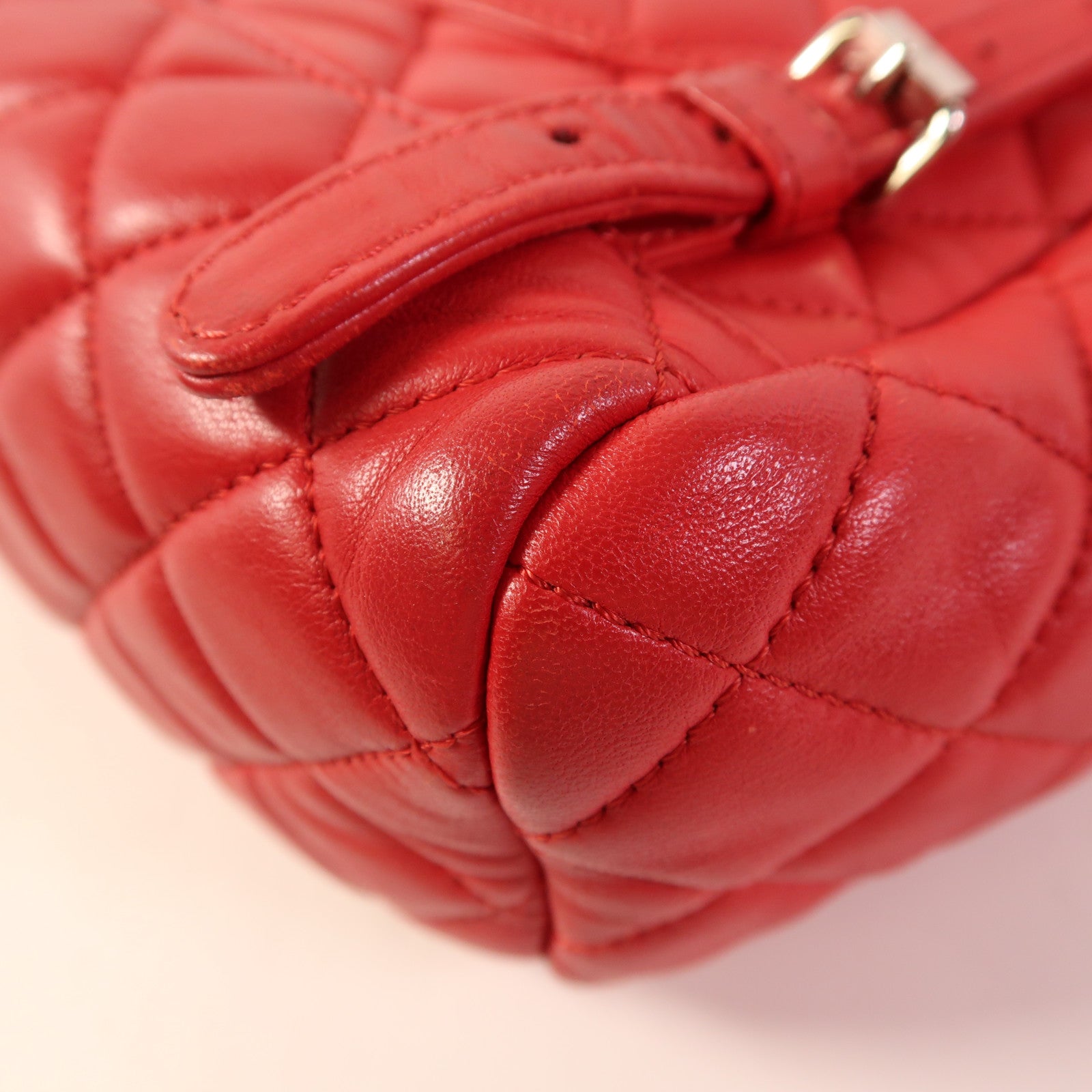 CHANEL CC SHW Backpack Rucksack Leather Red