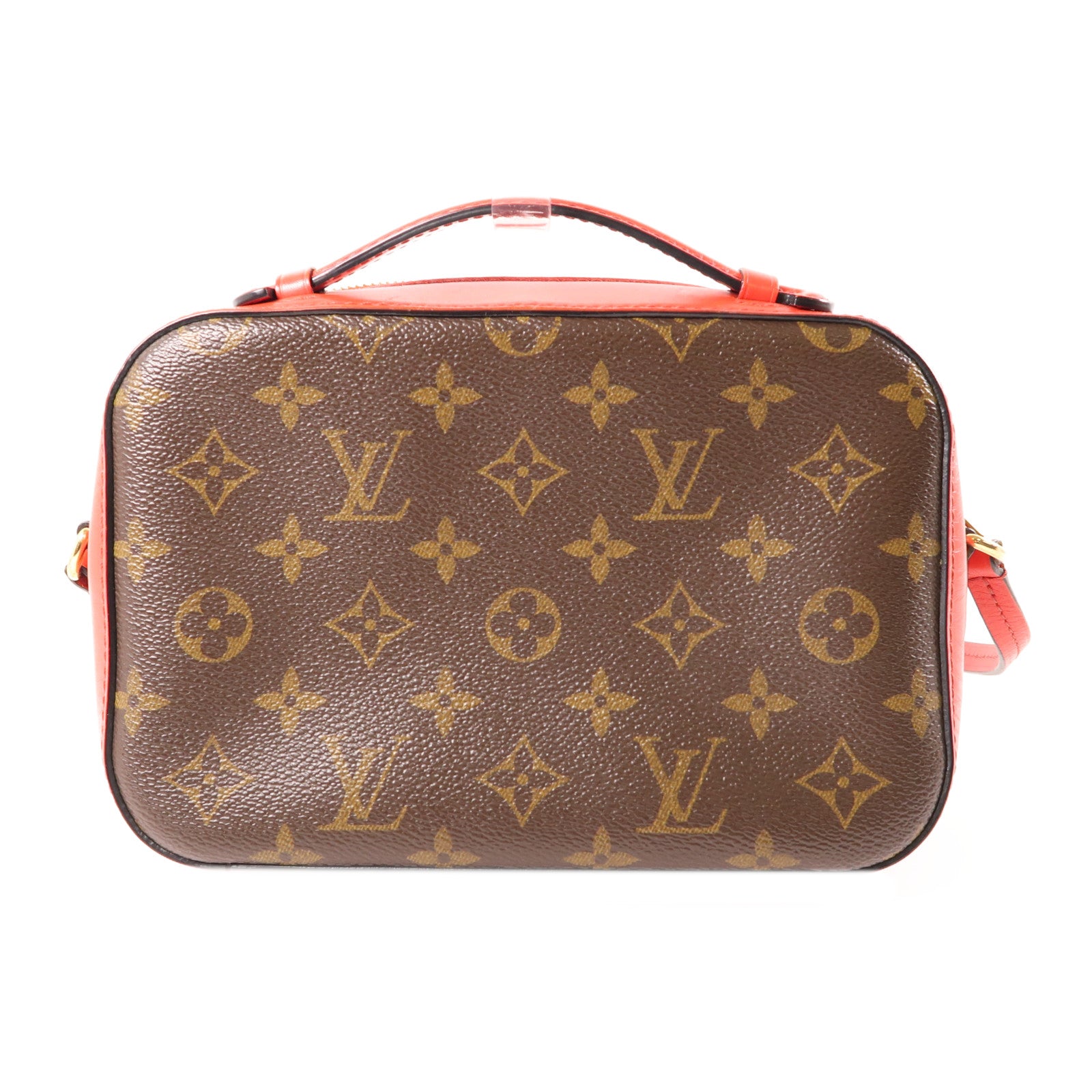 LOUIS VUITTON Monogram Saintonge金扣手挽肩背兩用袋棕色/紅色