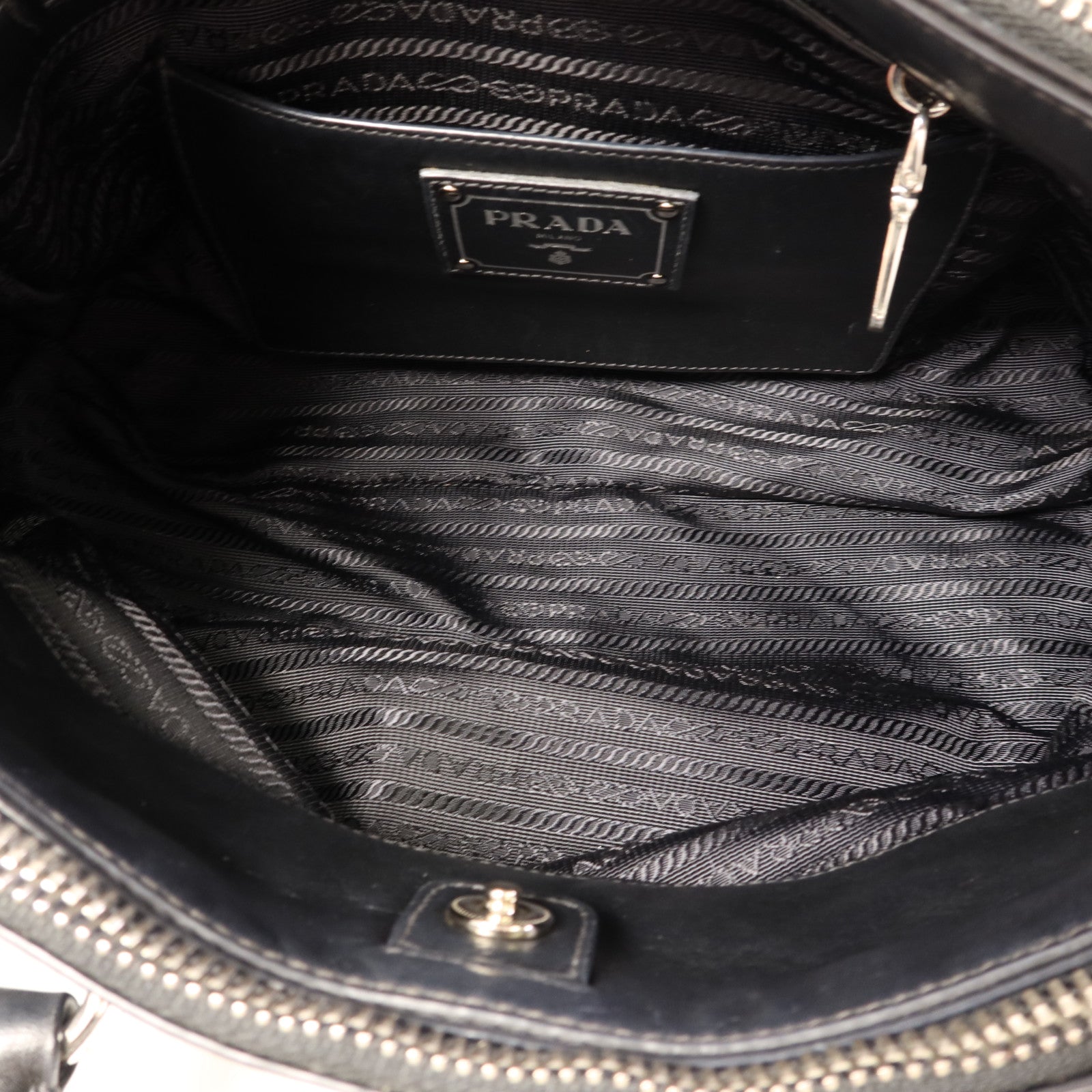 PRADA 牛皮皮革Shoulder Bag銀扣手挽肩背兩用袋