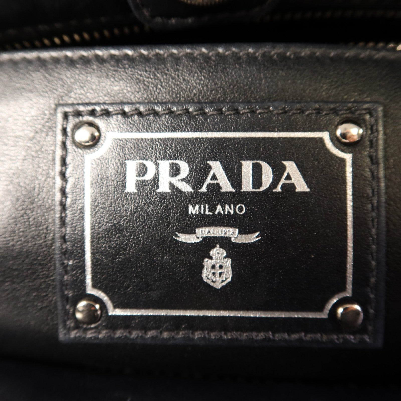 PRADA 牛皮皮革Shoulder Bag銀扣手挽肩背兩用袋