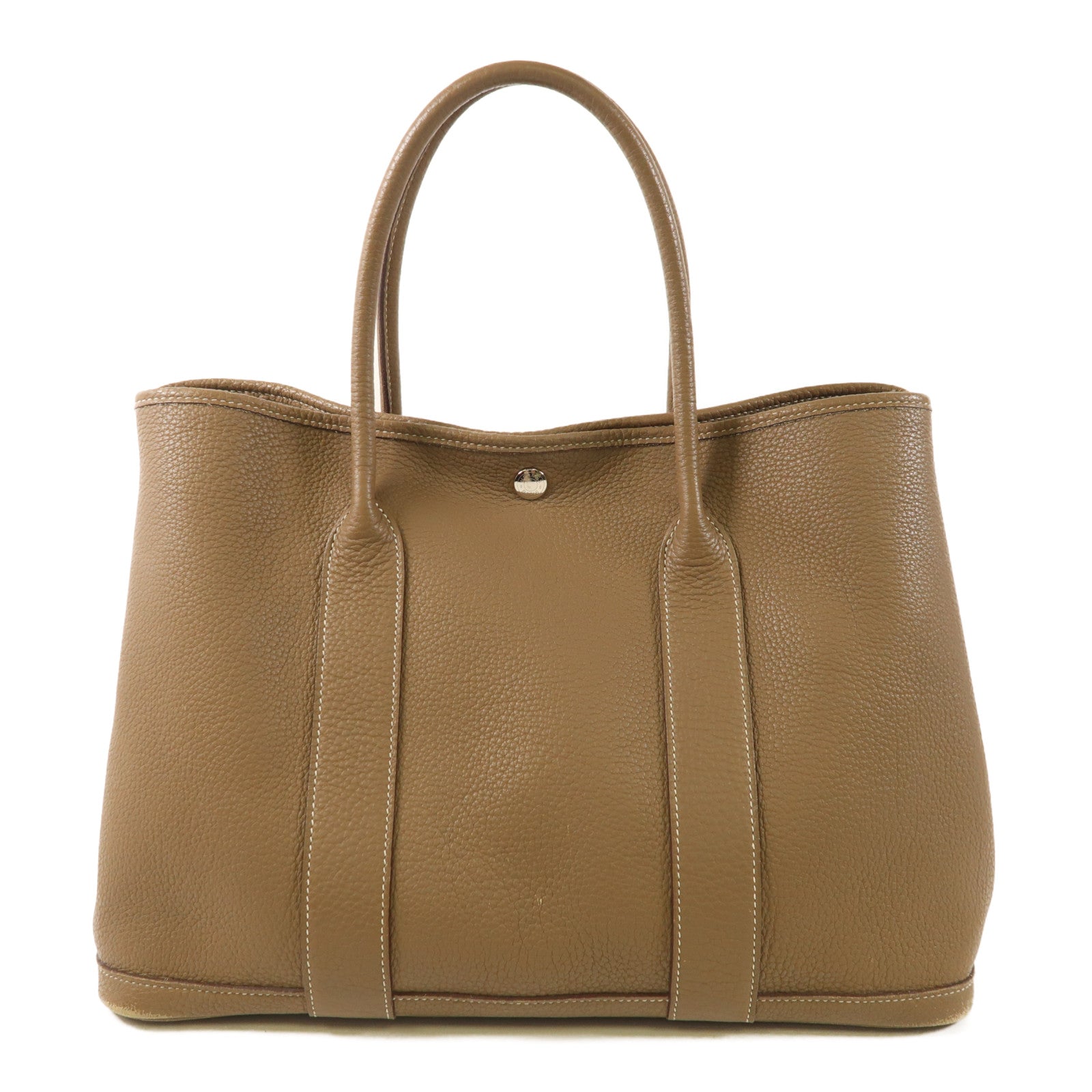 HERMES Negonda皮革Garden Party PM銀扣手挽袋Etoupe