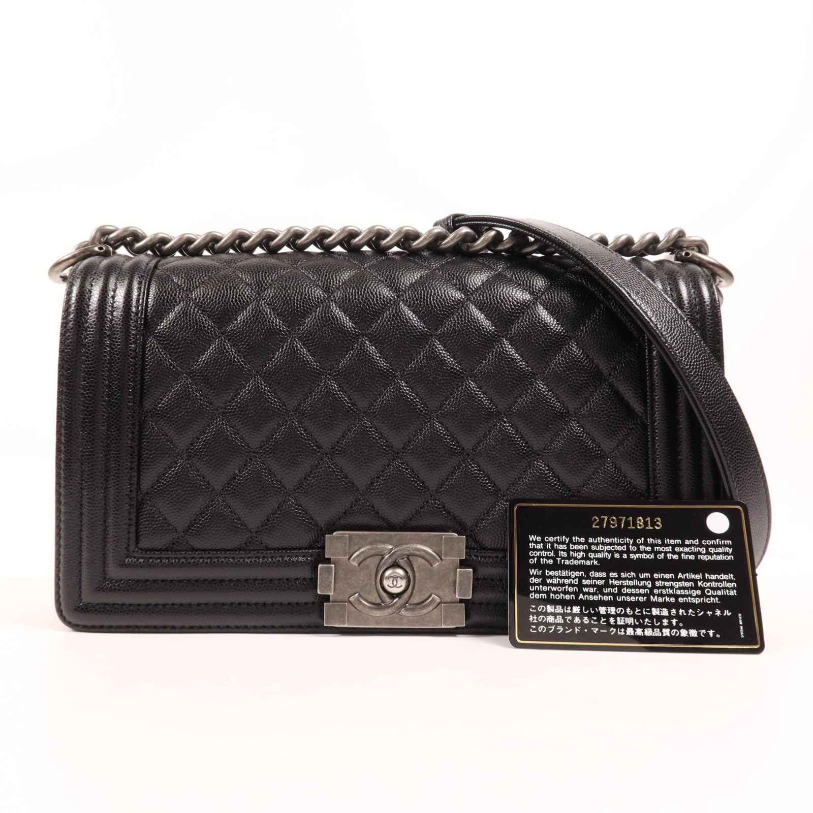 CHANEL 牛皮皮革Boy 25銀扣肩背袋