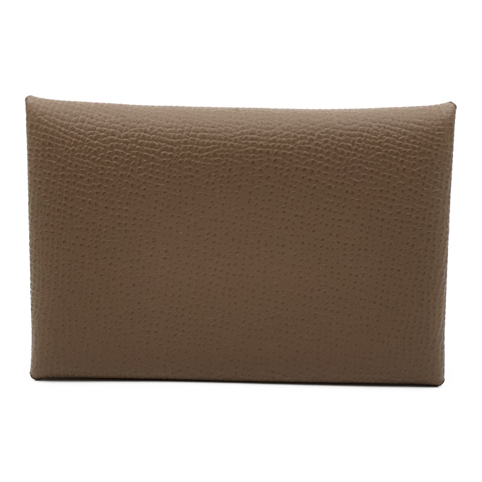 HERMES 【激減優惠】Epsom皮革Calvi Card Case銀扣卡片套Etoupe