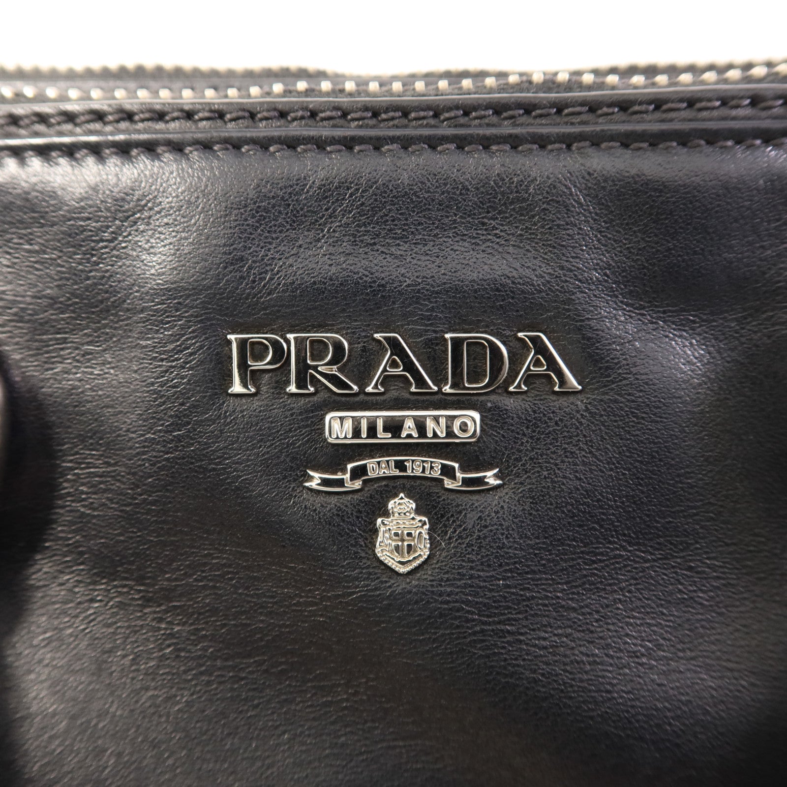 PRADA 牛皮皮革Shoulder Bag銀扣手挽肩背兩用袋