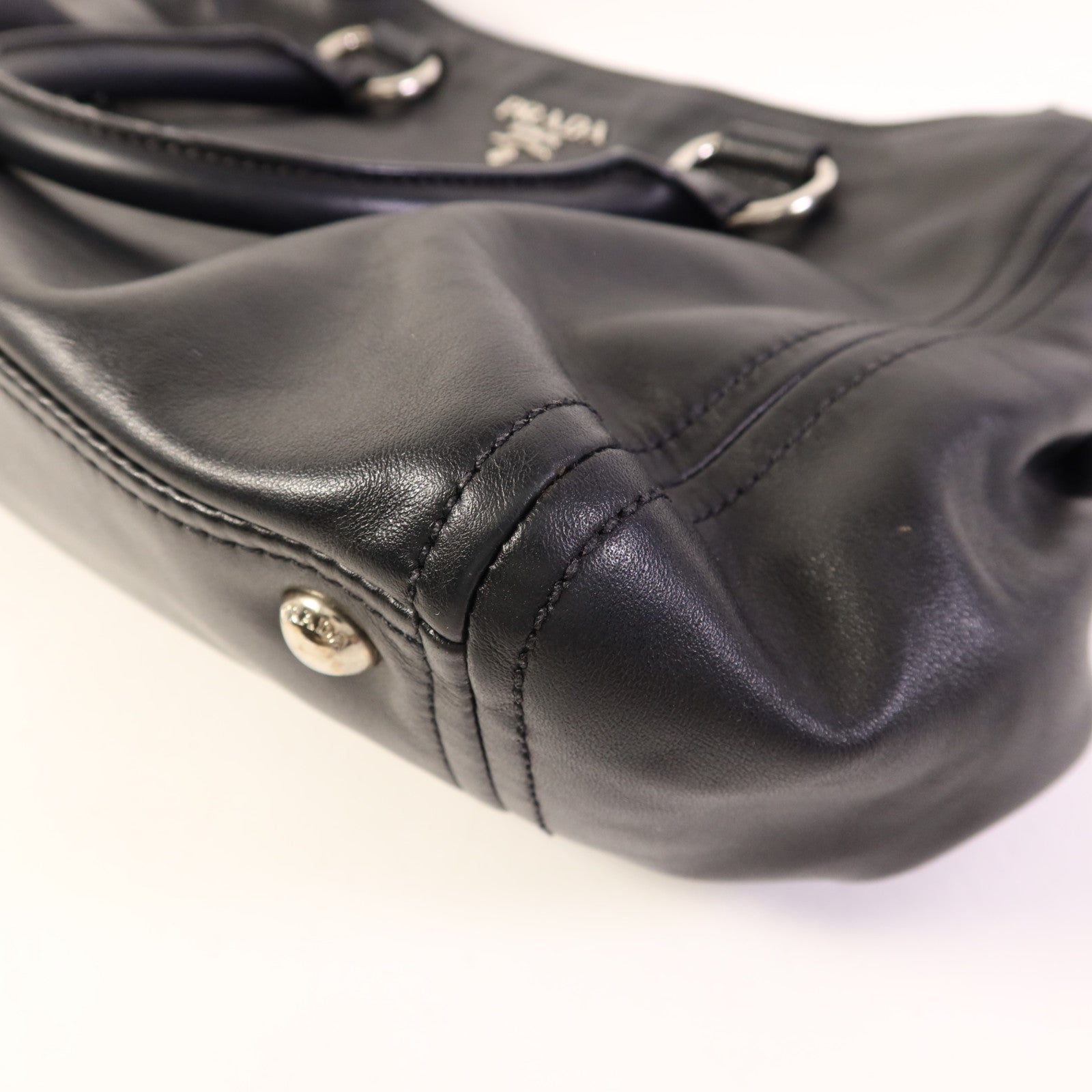 PRADA 牛皮皮革Shoulder Bag銀扣手挽肩背兩用袋