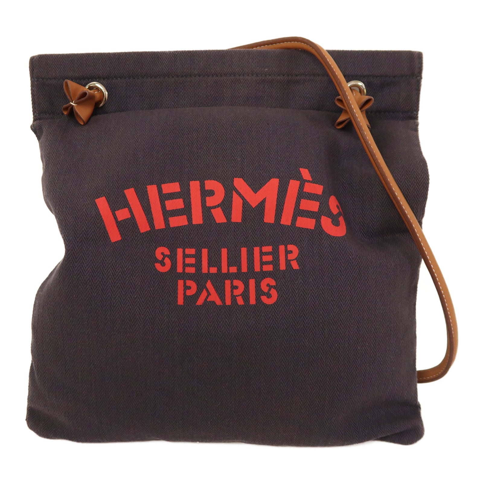 HERMES 帆布Aline銀扣肩背袋藍色