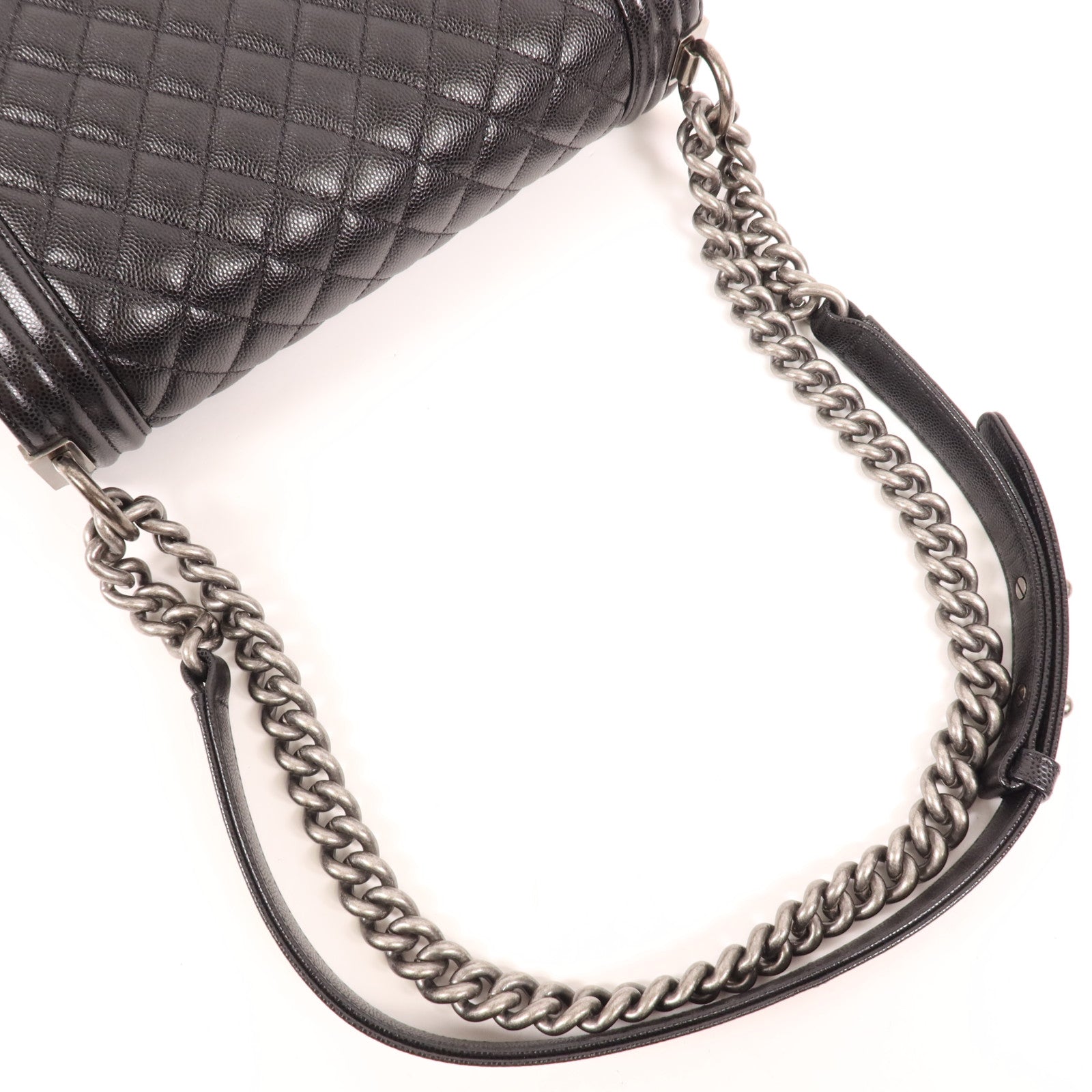 CHANEL 牛皮皮革Boy 25銀扣肩背袋