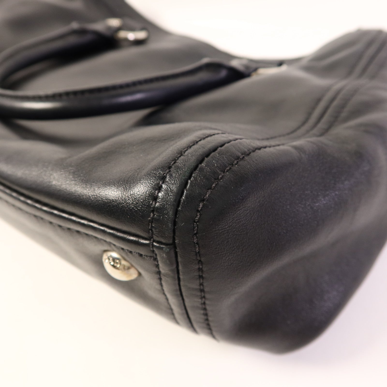 PRADA 牛皮皮革Shoulder Bag銀扣手挽肩背兩用袋