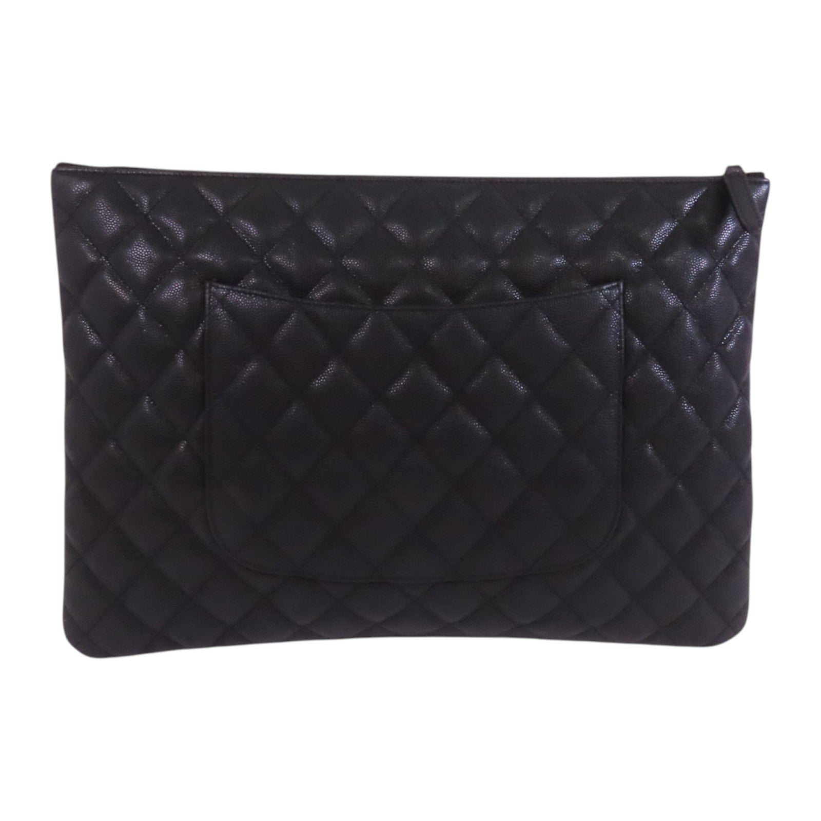 CHANEL 牛皮皮革Clutch銀扣手拿包