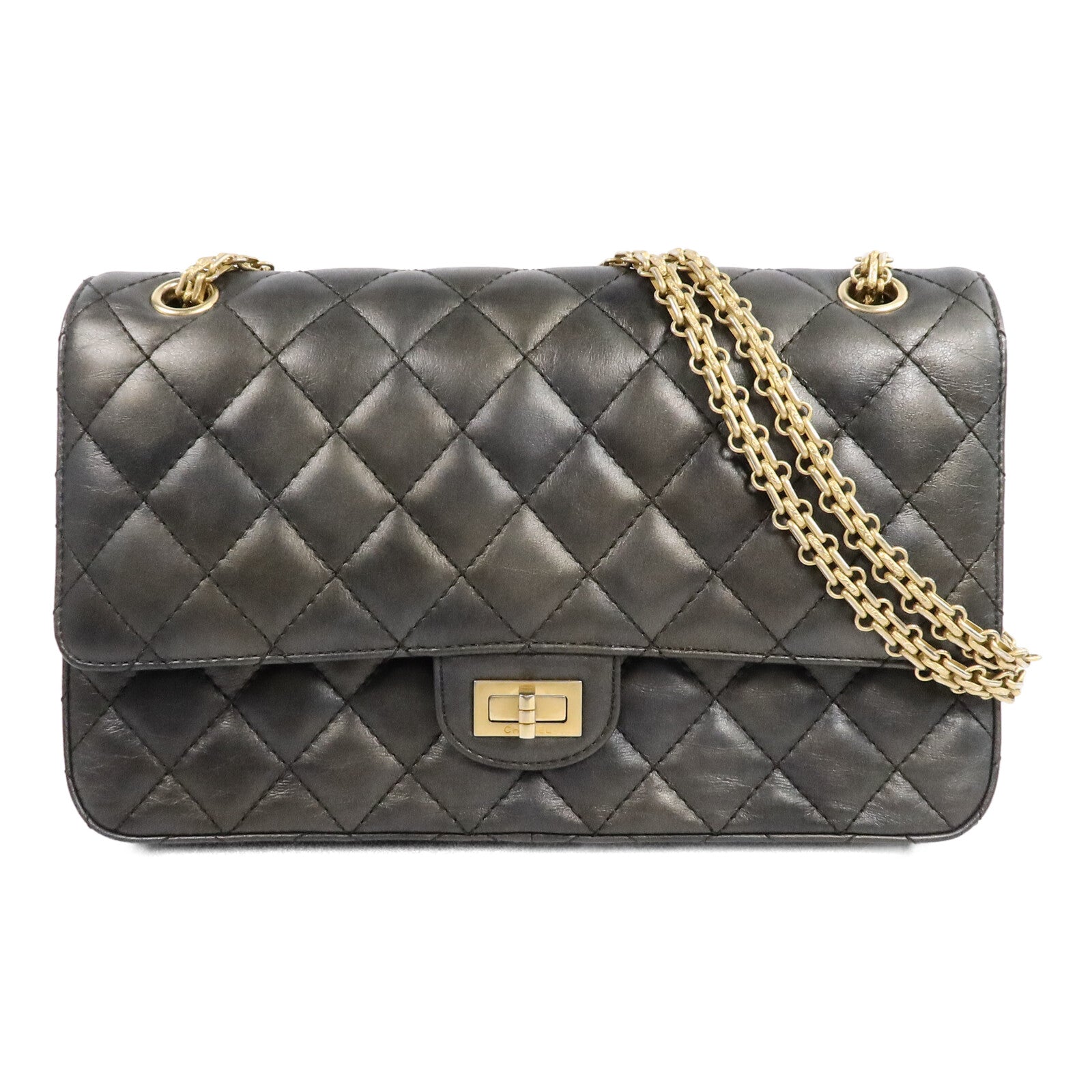 CHANEL 牛皮皮革2.55 Large鏈帶肩背袋