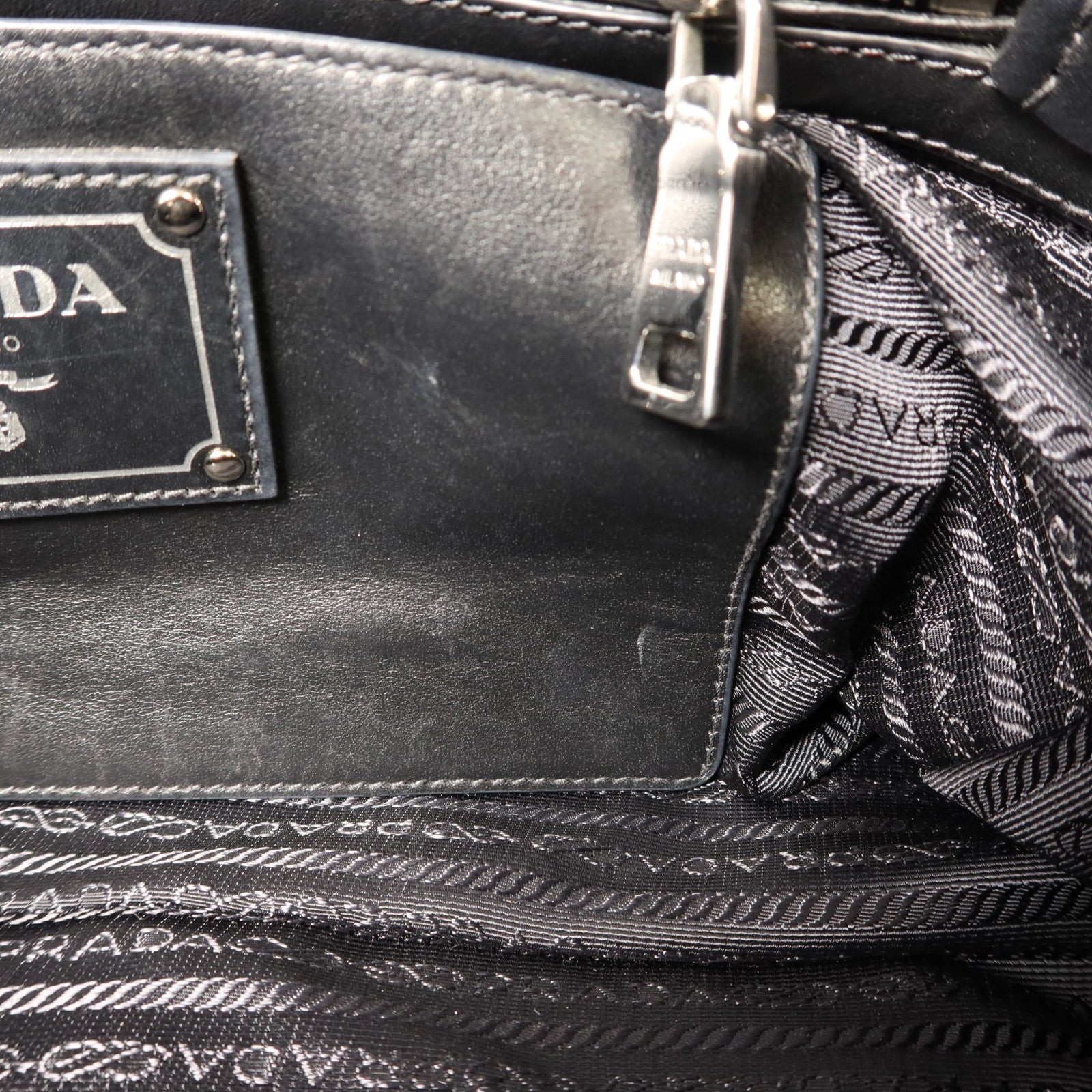 PRADA 牛皮皮革Shoulder Bag銀扣手挽肩背兩用袋