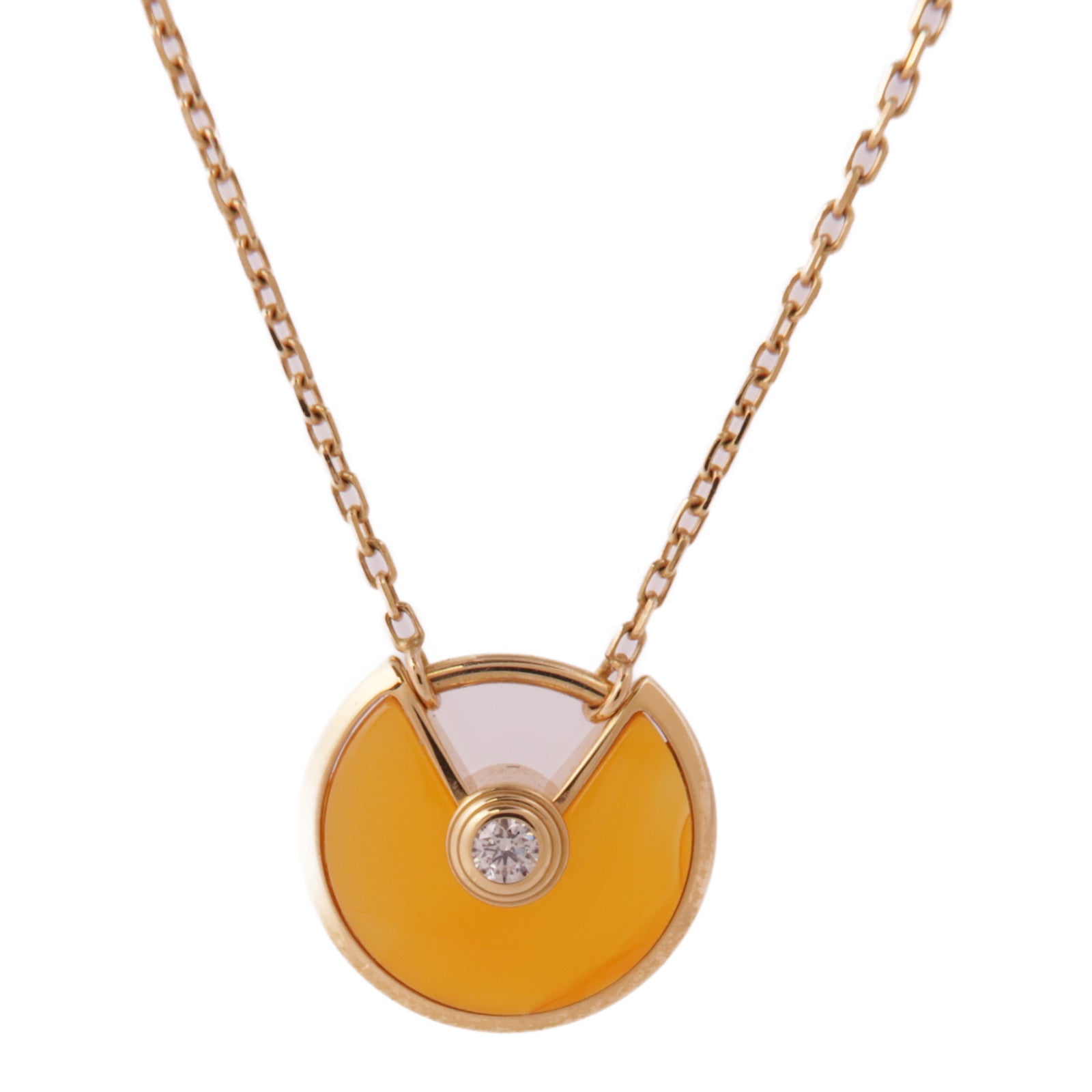 CARTIER 18K玫瑰金Amulette De Cartier XS紅翡翠/鑽石項鍊