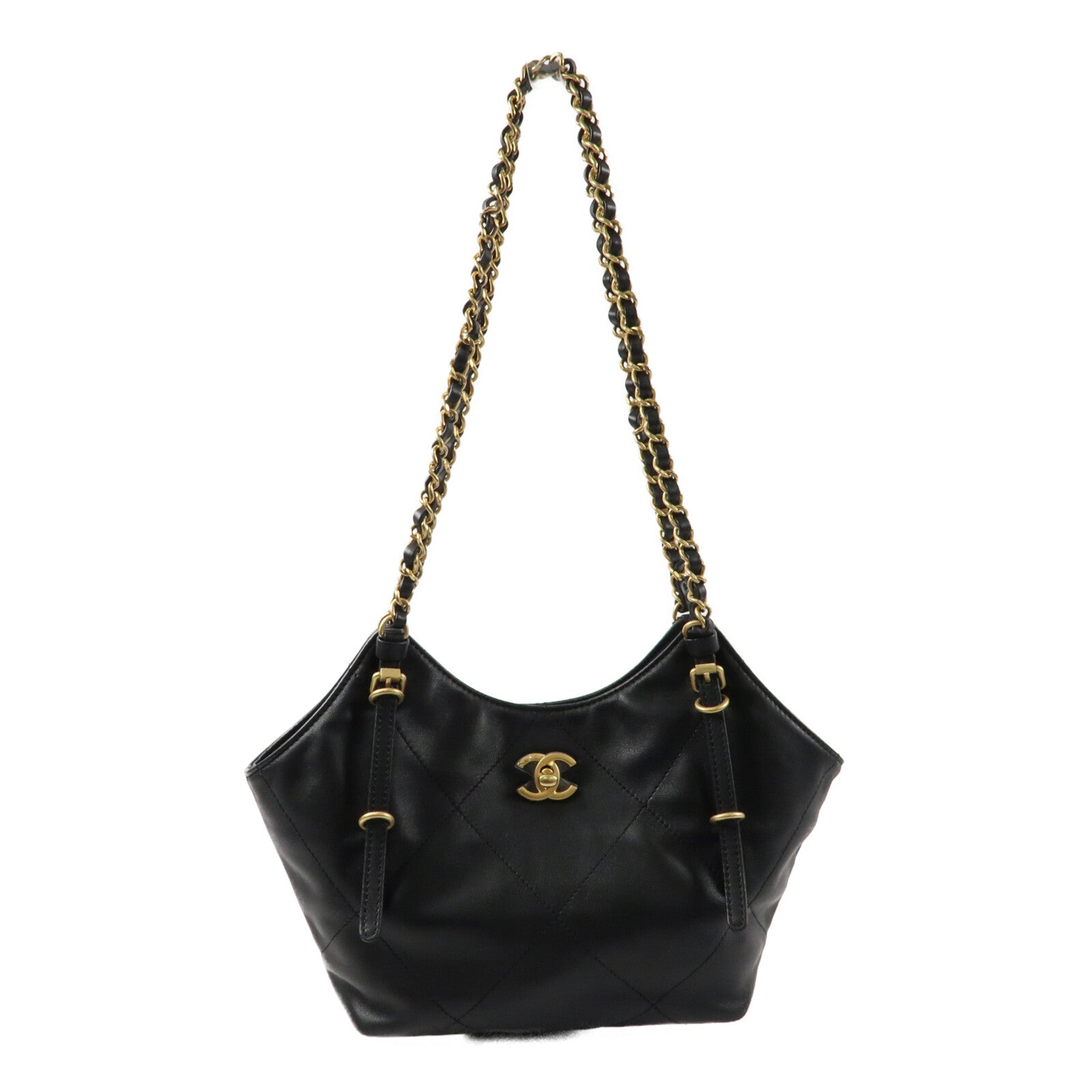 CHANEL 【激減優惠】牛皮皮革Small Chain Tote金扣鏈帶手挽袋