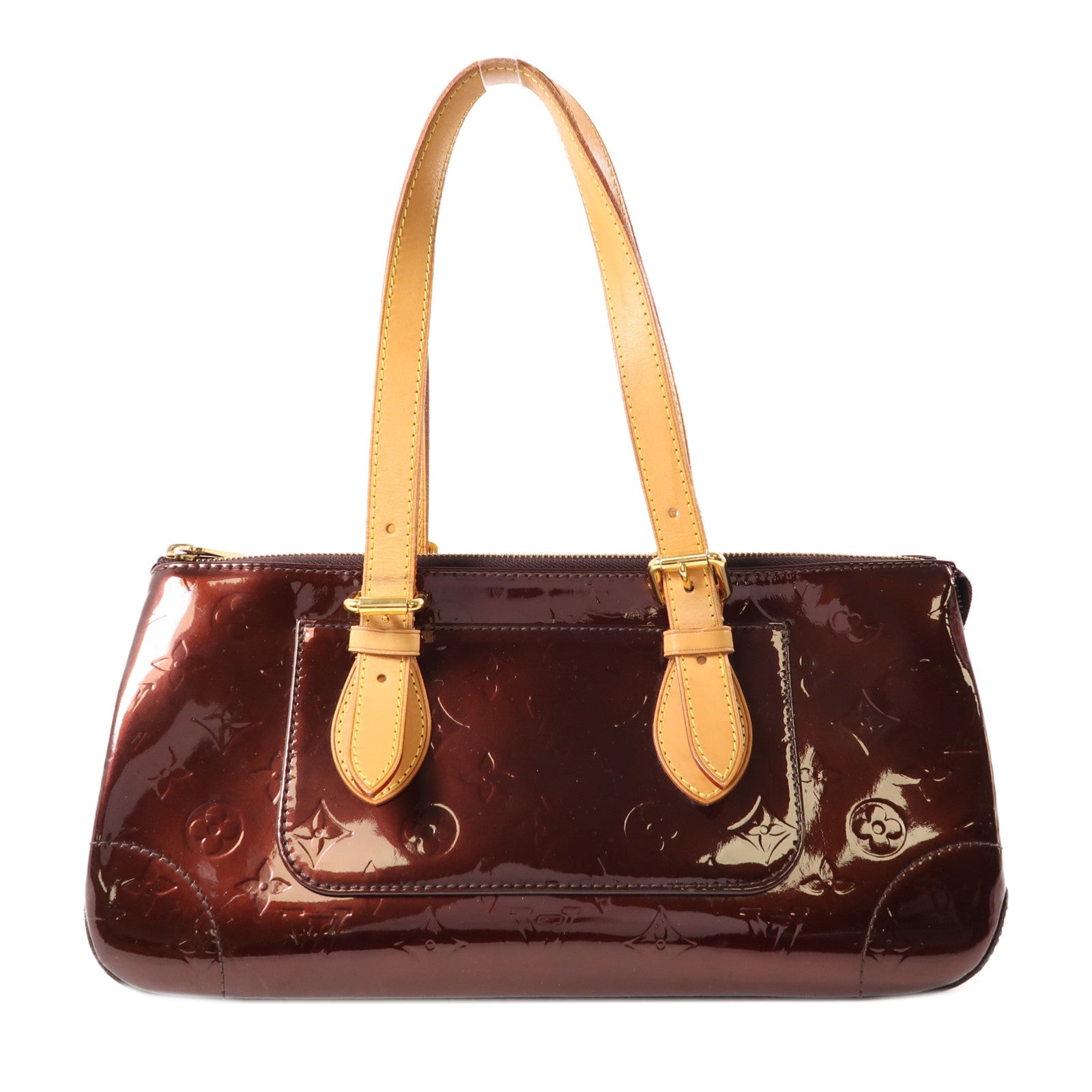 LOUIS VUITTON Monogram Vernis Rosewood Avenue金扣肩背袋酒紅色