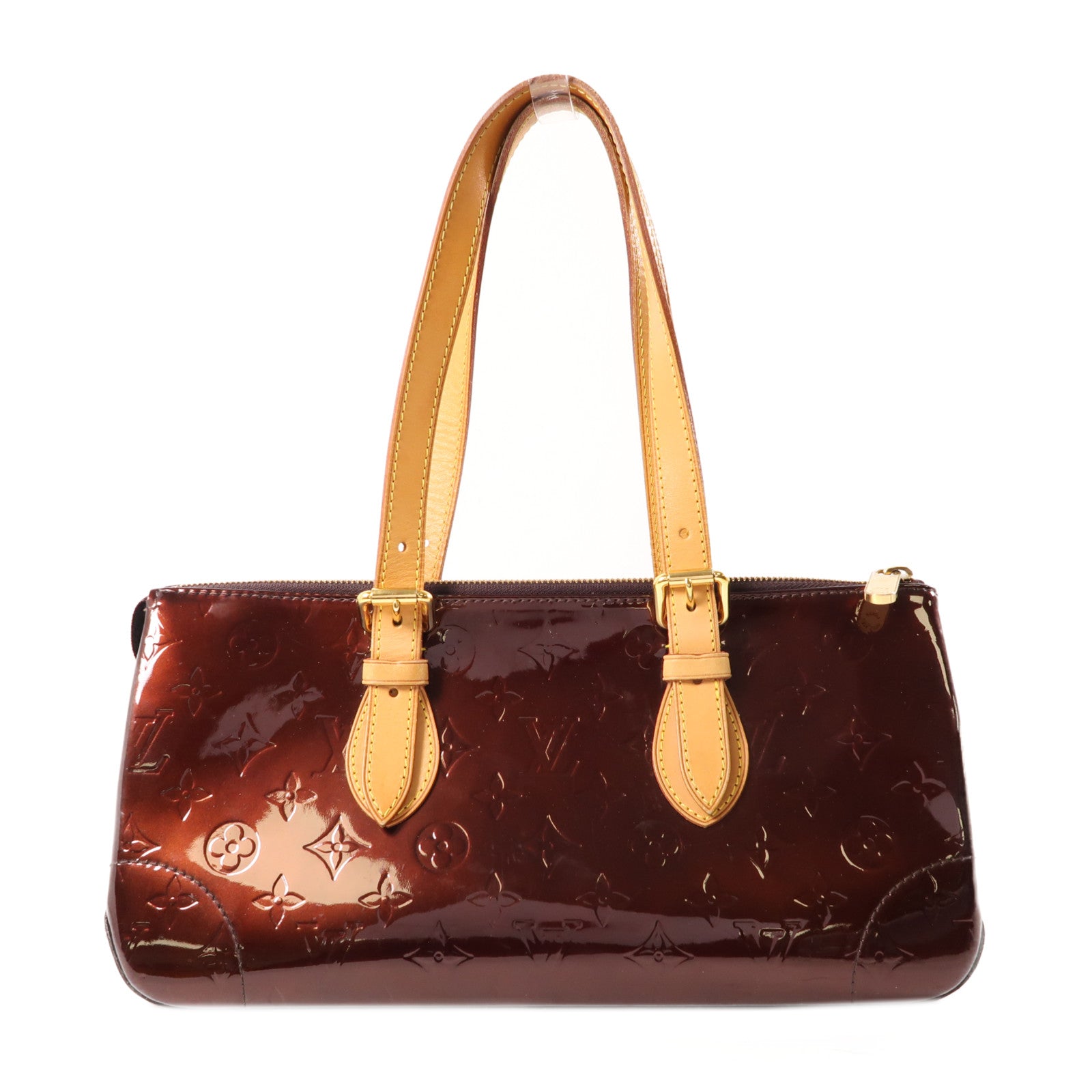 LOUIS VUITTON Monogram Vernis Rosewood Avenue金扣肩背袋酒紅色