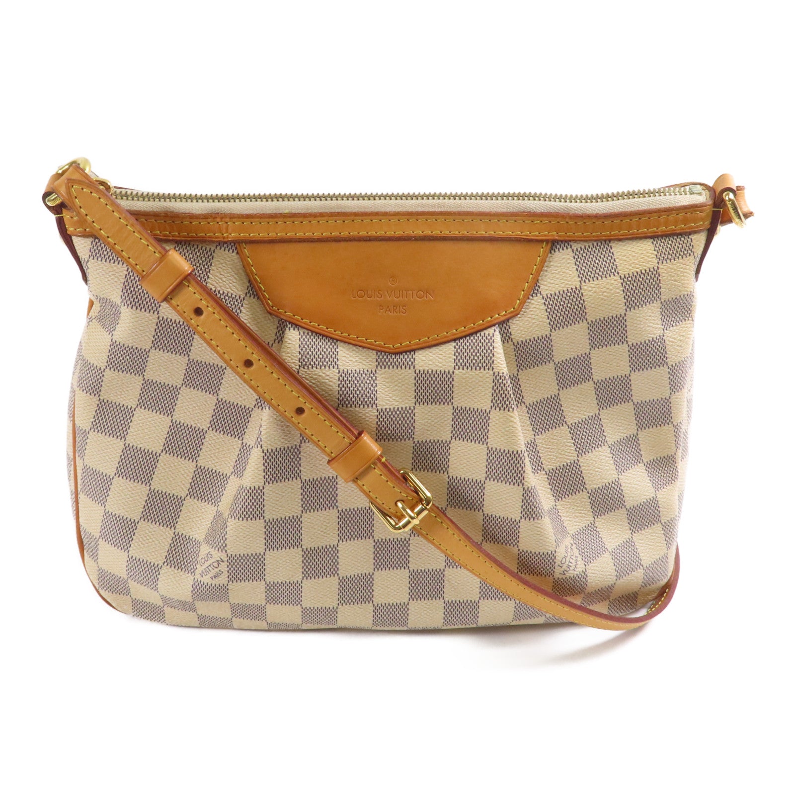 LOUIS VUITTON Damier Azur Siracusa PM金扣肩背袋