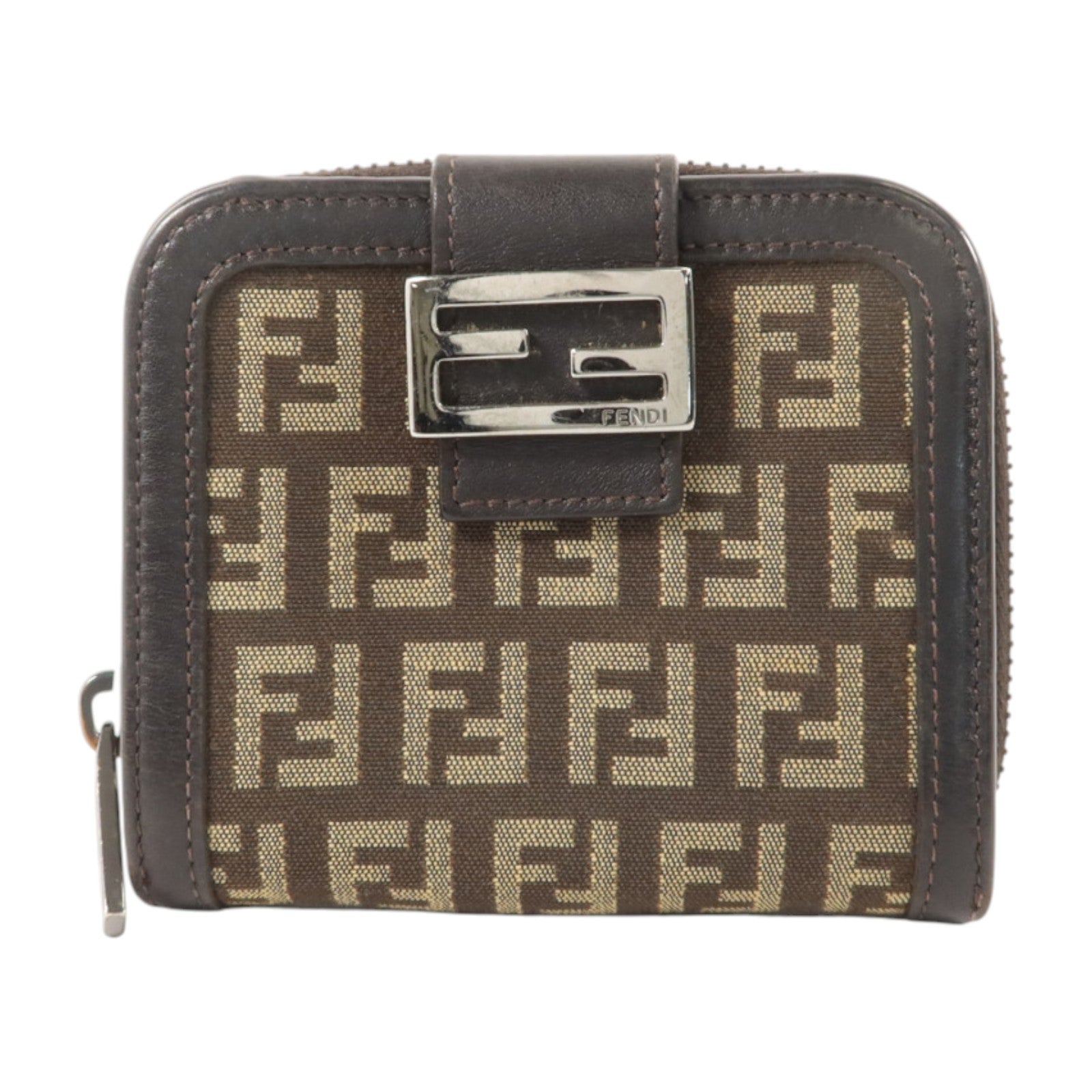 FENDI 帆布Bifold Wallet銀扣錢包
