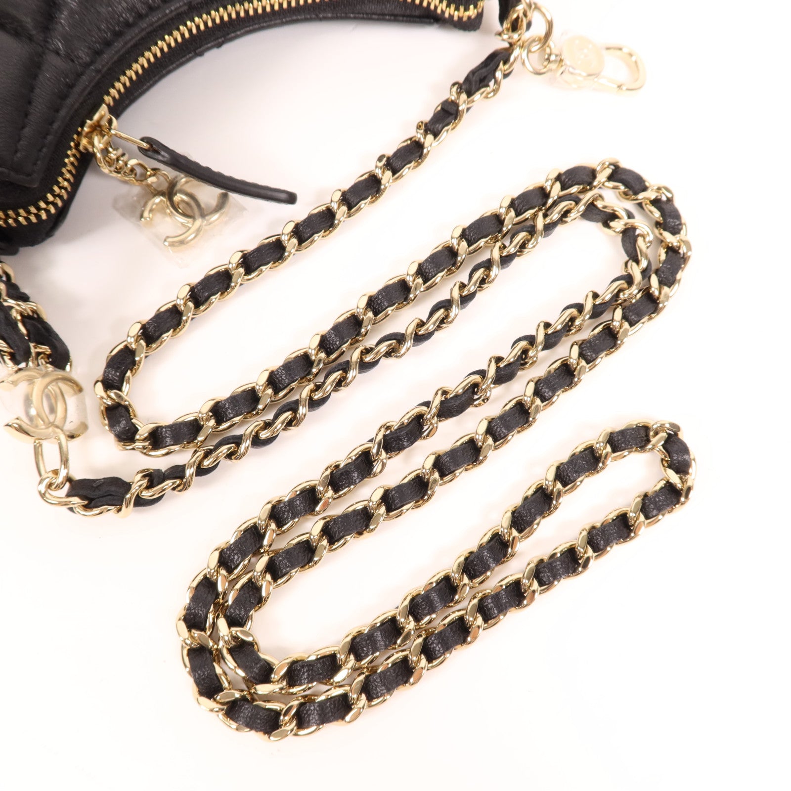 CHANEL 羊皮皮革Mini Chain Bag金扣鏈帶肩背袋