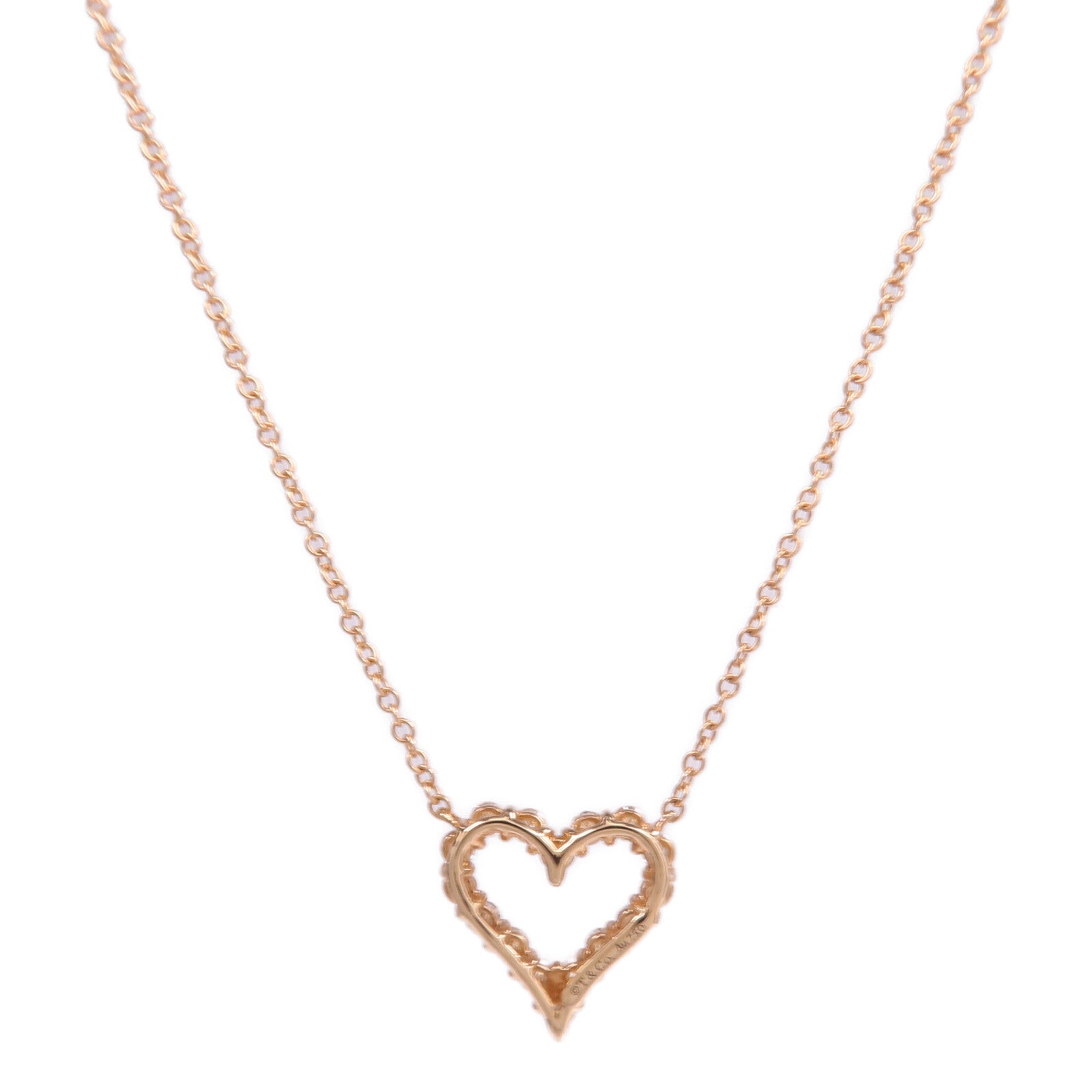 TIFFANY&CO 18K玫瑰金Heart Pendant鑽石項鍊