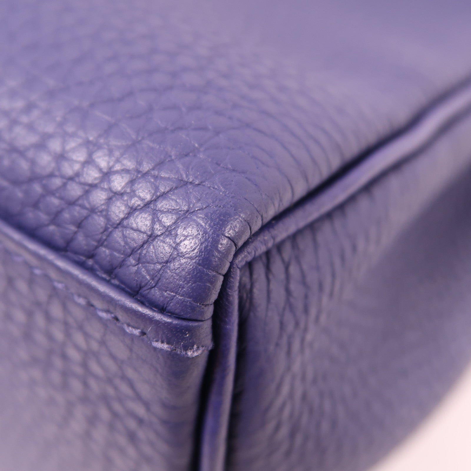 HERMES Clemence皮革Kelly Ado銀扣背包Bleu Saphir