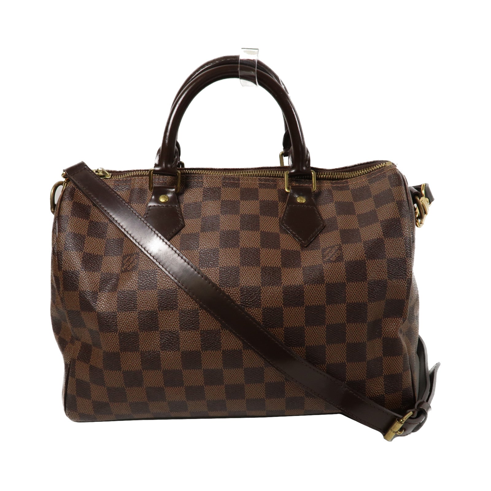 LOUIS VUITTON Damier Speedy 30 金扣手挽肩背兩用袋啡色