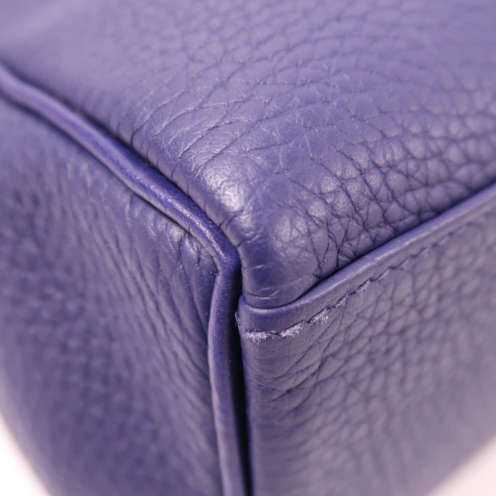 HERMES Clemence皮革Kelly Ado銀扣背包Bleu Saphir