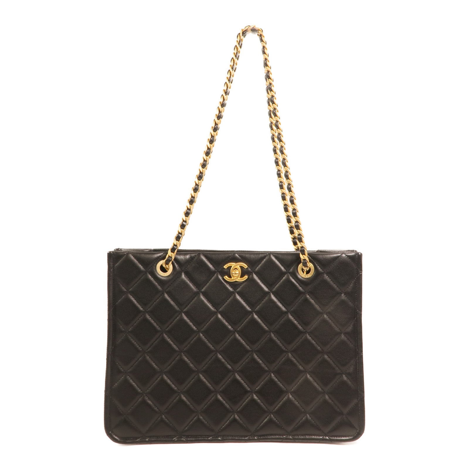 CHANEL 牛皮皮革Quilted Timeless CC Chain Tote金扣鏈帶肩背袋