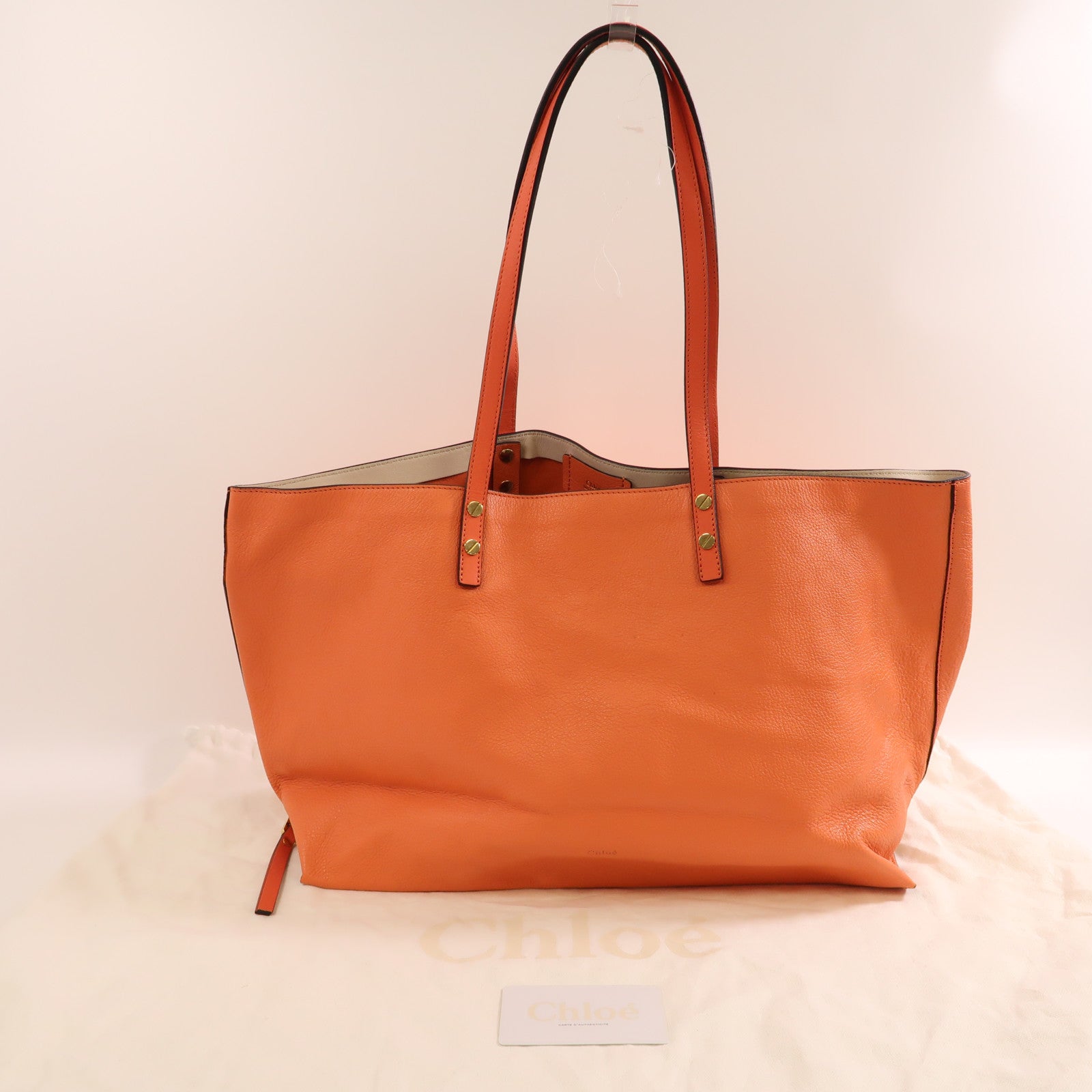 Chloe 牛皮皮革Tote Bag金扣肩背袋