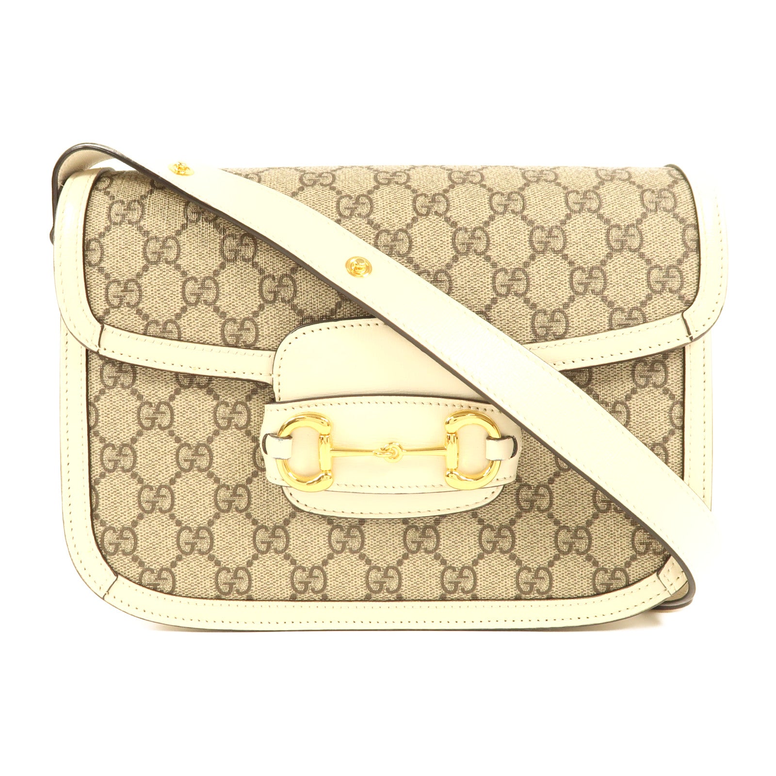GUCCI 【激減優惠】塗層帆布Horsebit 1955金扣肩背袋