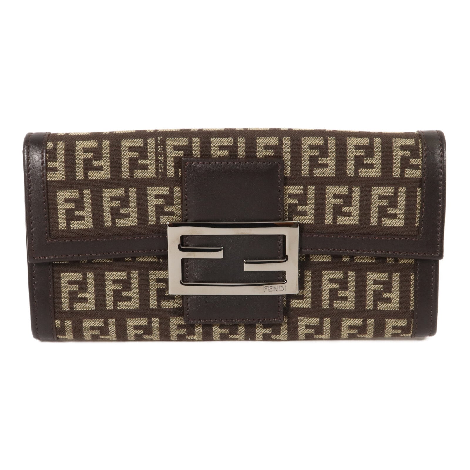 FENDI 帆布/皮革Zucca Long Wallet長錢包