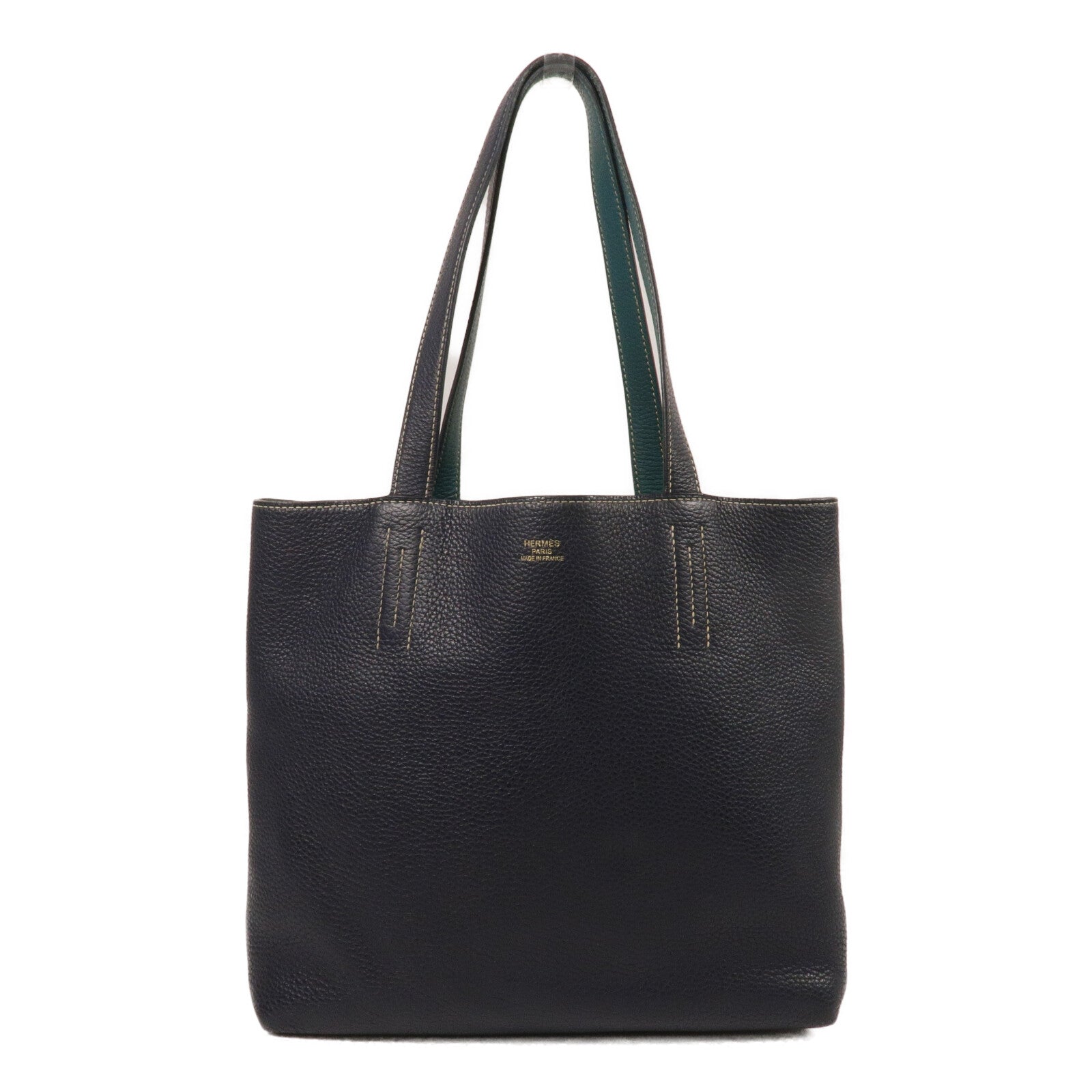 HERMES Clemence皮革Double Sens 36手挽袋 Bleu Nuit/Vert Vertigo