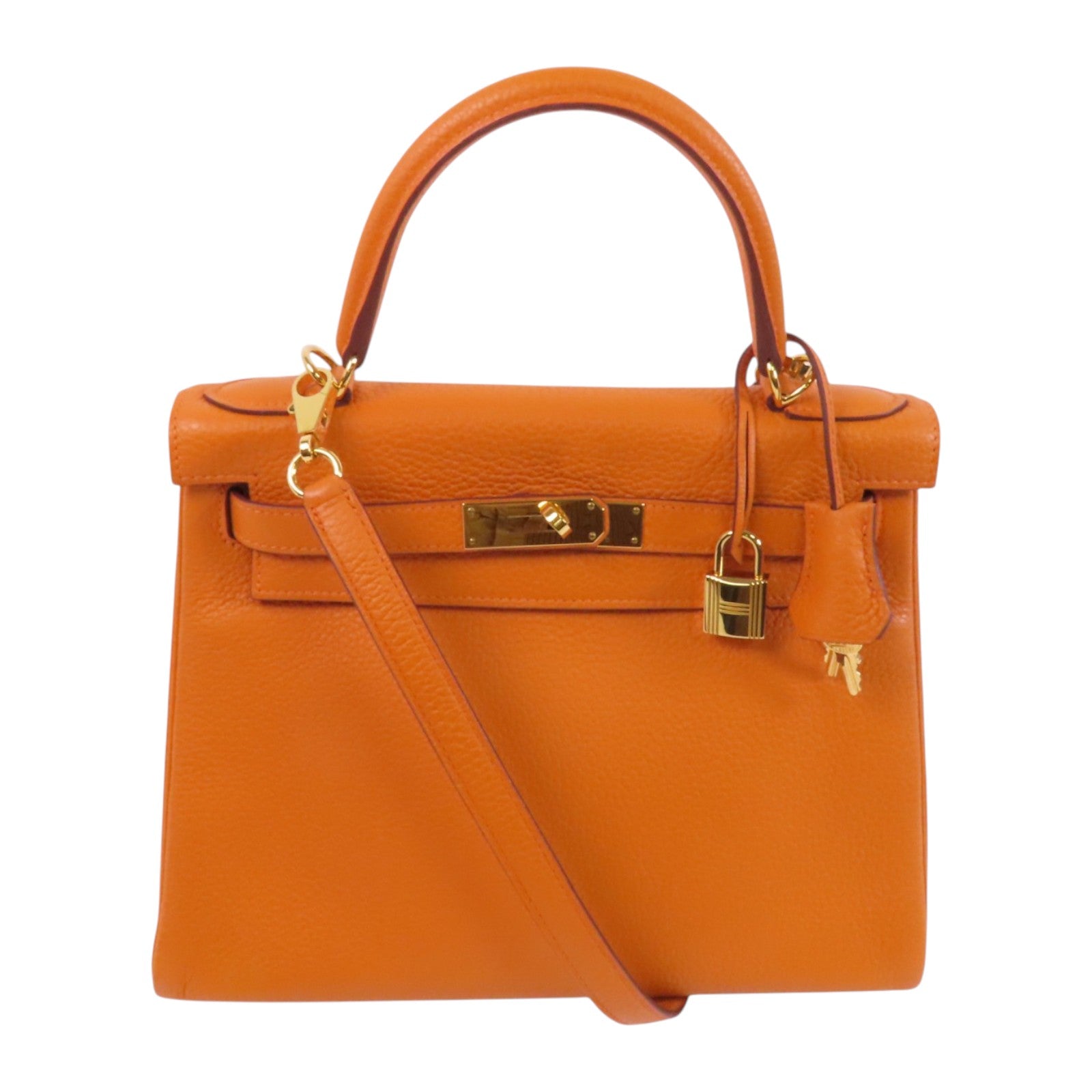HERMES Clemence皮革Kelly 28金扣手挽肩背兩用袋
