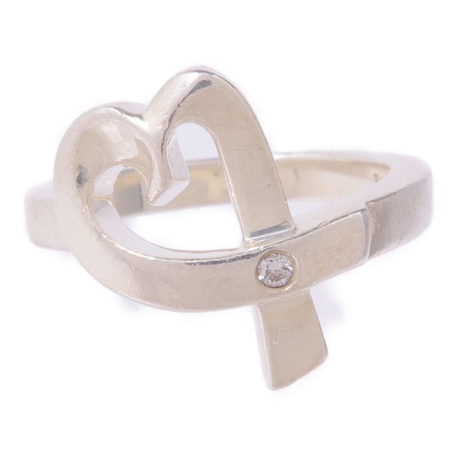 TIFFANY&CO 925純銀Paloma Picasso Heart Diamond Ring鑽石戒指US#5.75