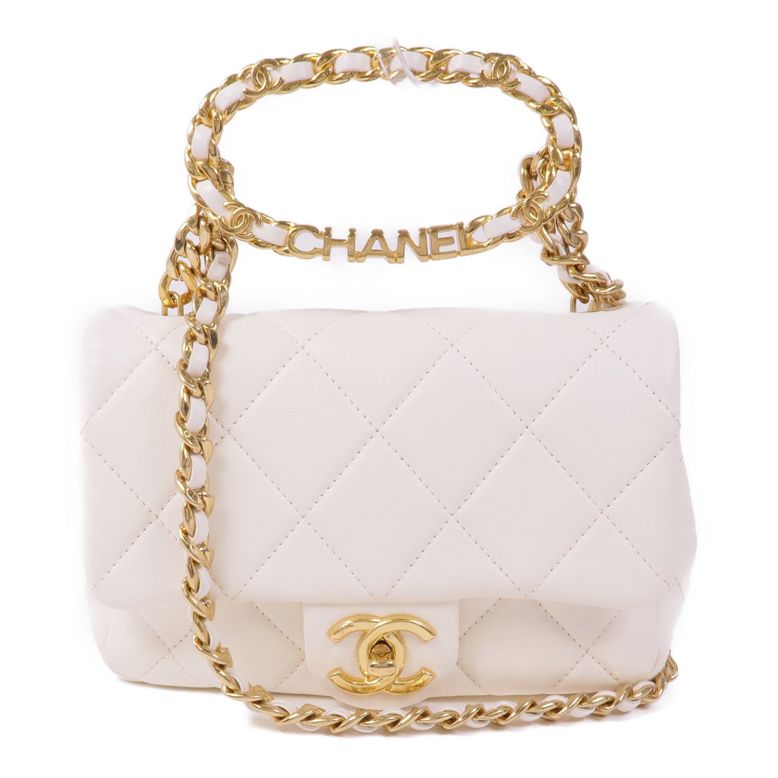 CHANEL 牛皮皮革Chain Shoulder Bag銀扣鏈帶肩背袋