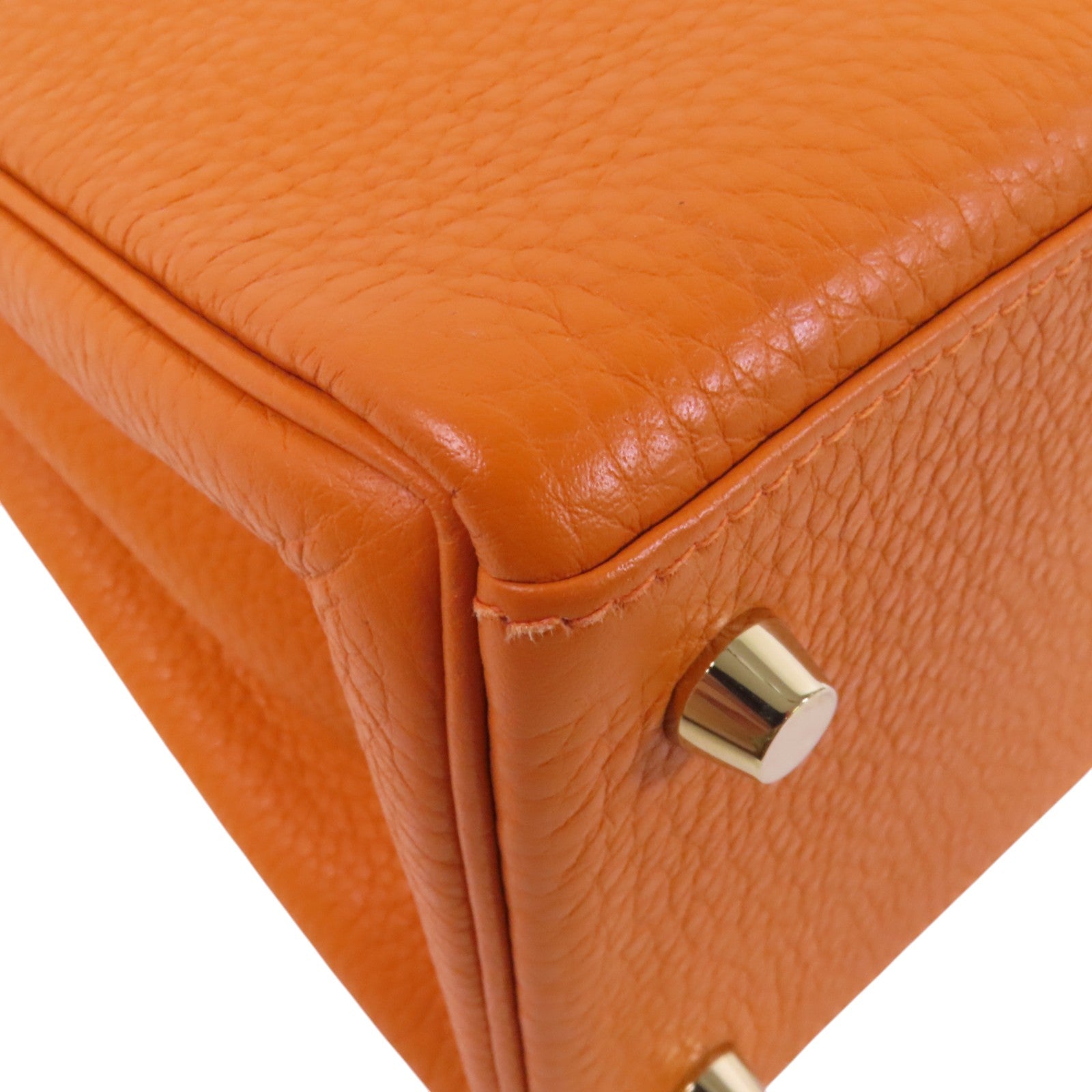 HERMES Clemence皮革Kelly 28金扣手挽肩背兩用袋