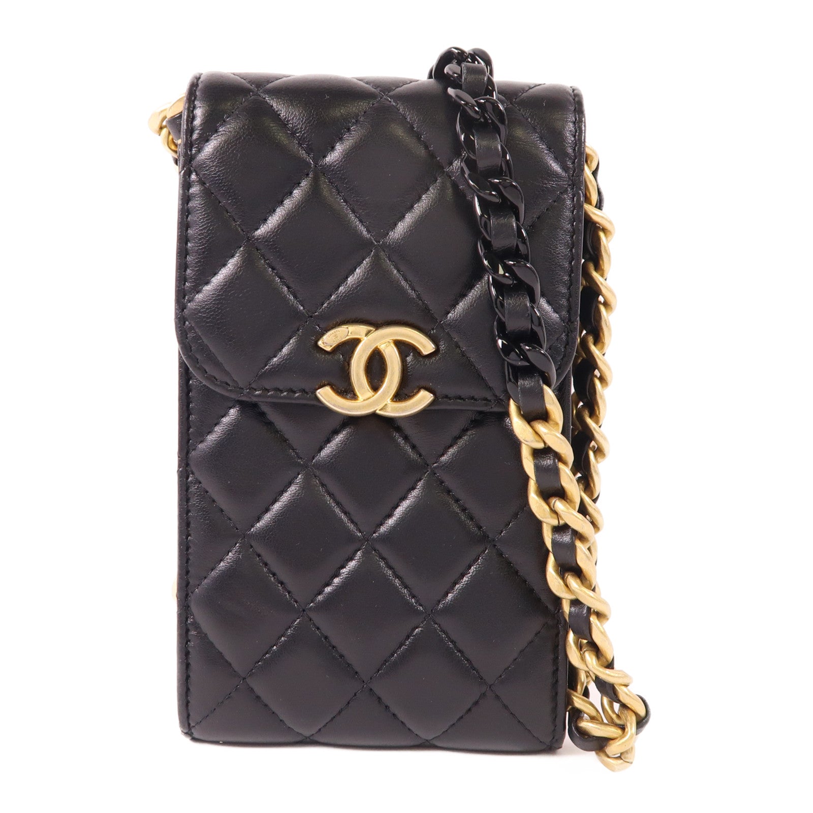 CHANEL 羊皮皮革Phone Case金扣鏈帶肩背袋– Brand Off Hong Kong