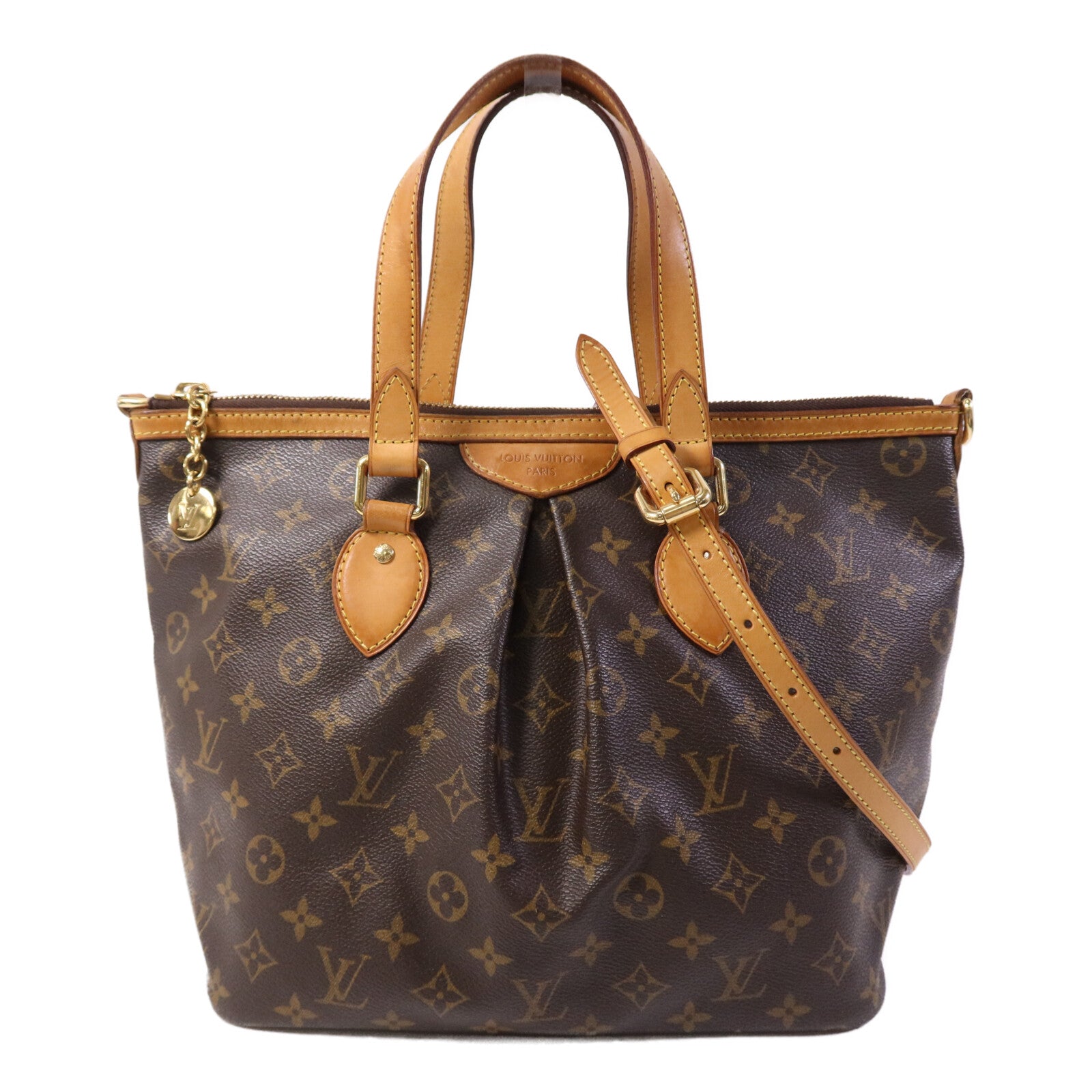 LOUIS VUITTON Monogram Palermo PM金扣手挽肩背兩用袋棕色