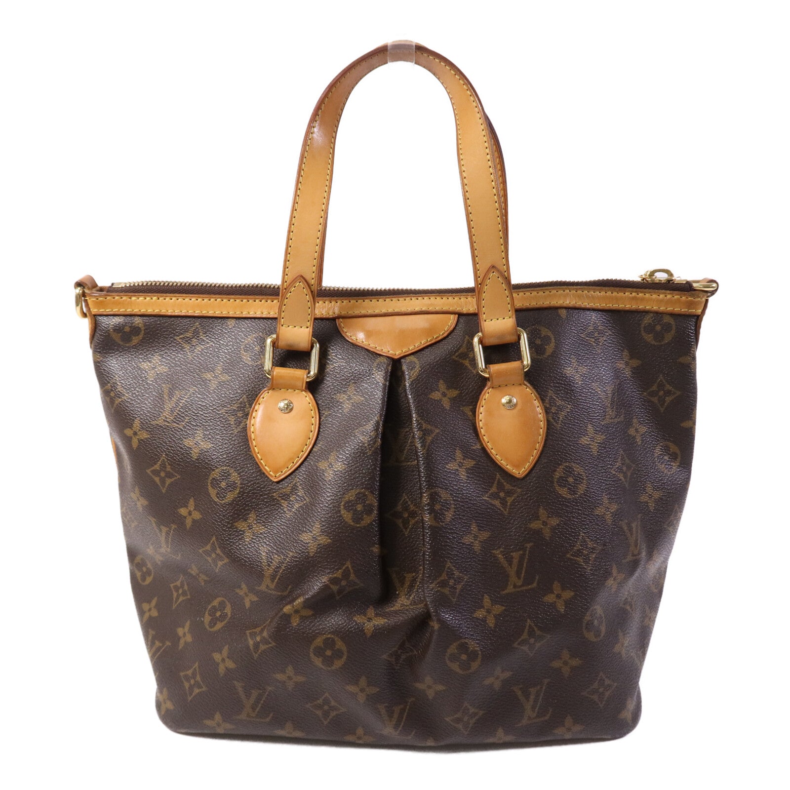 LOUIS VUITTON Monogram Palermo PM金扣手挽肩背兩用袋棕色