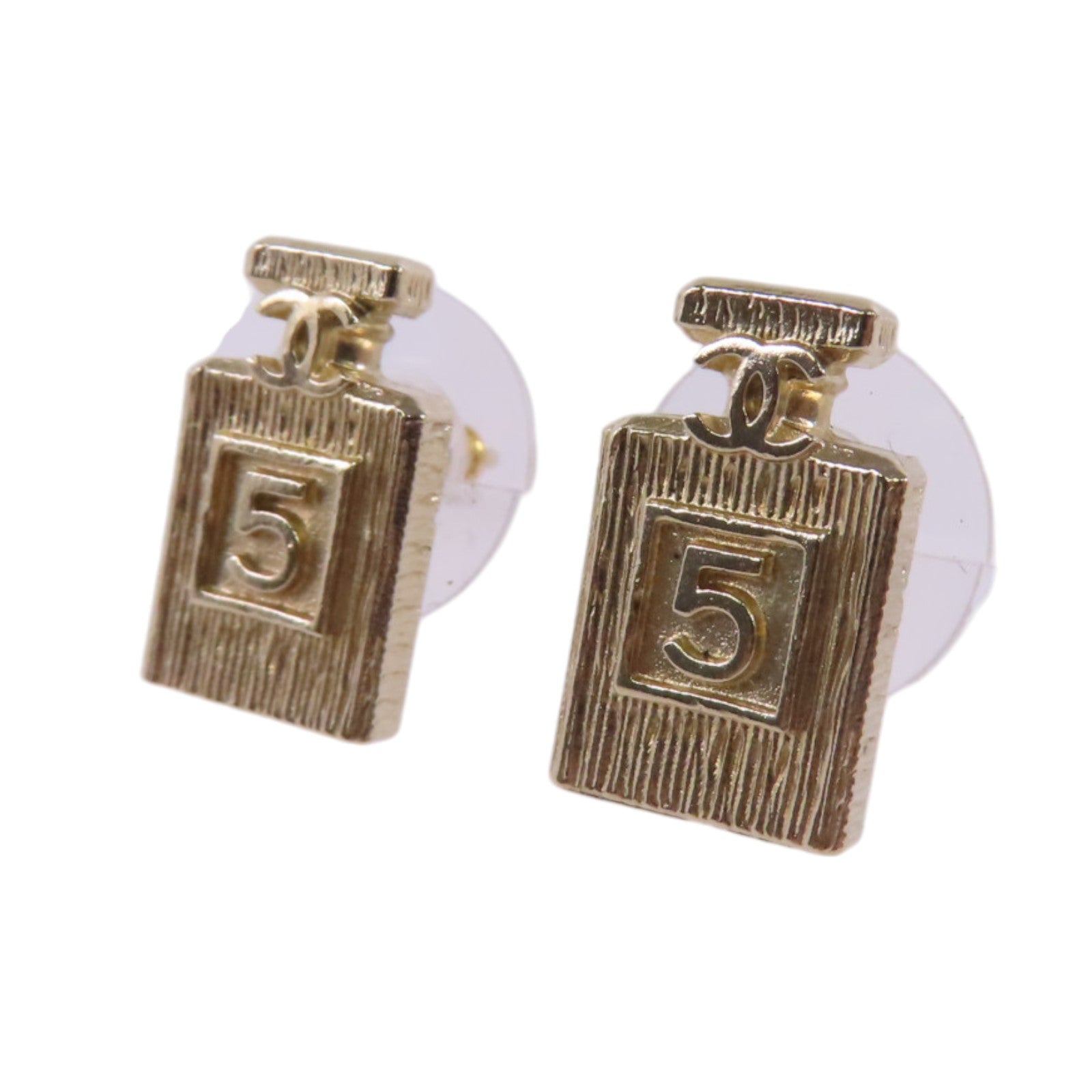 CHANEL 【激減優惠】金屬Chanel No.5 Earrings金扣耳環