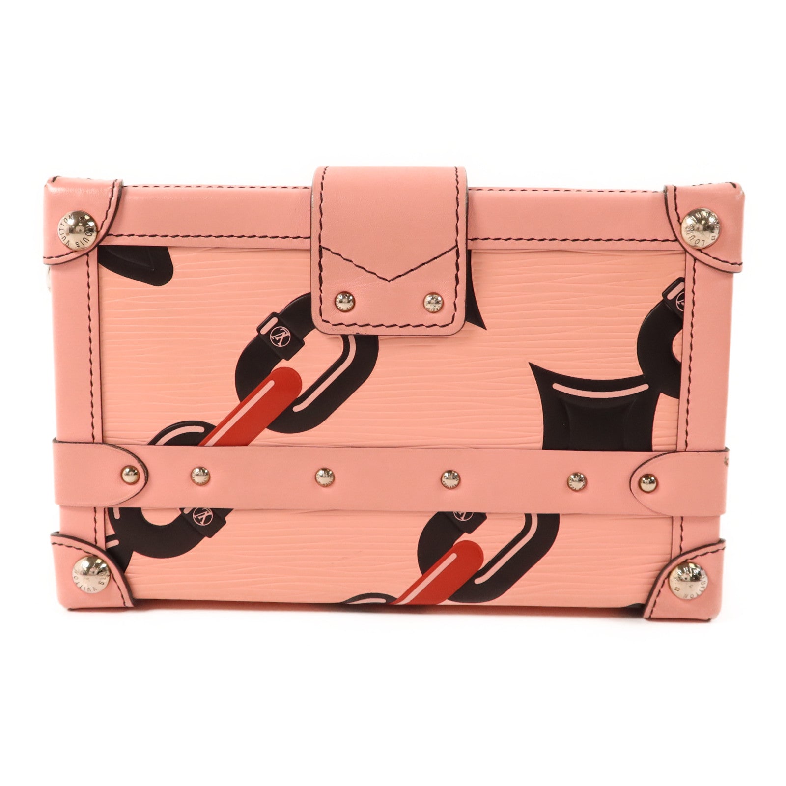 LOUIS VUITTON Epi Petite Malle Pink Chain Flower銀扣肩背袋