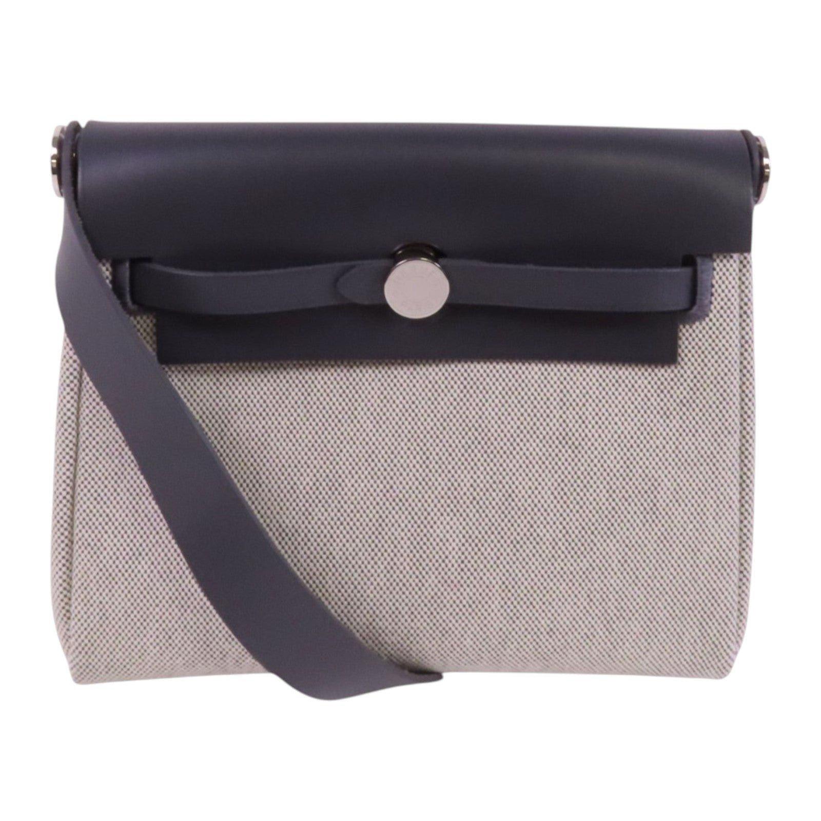 HERMES 帆布Mini Herbag銀扣肩背袋